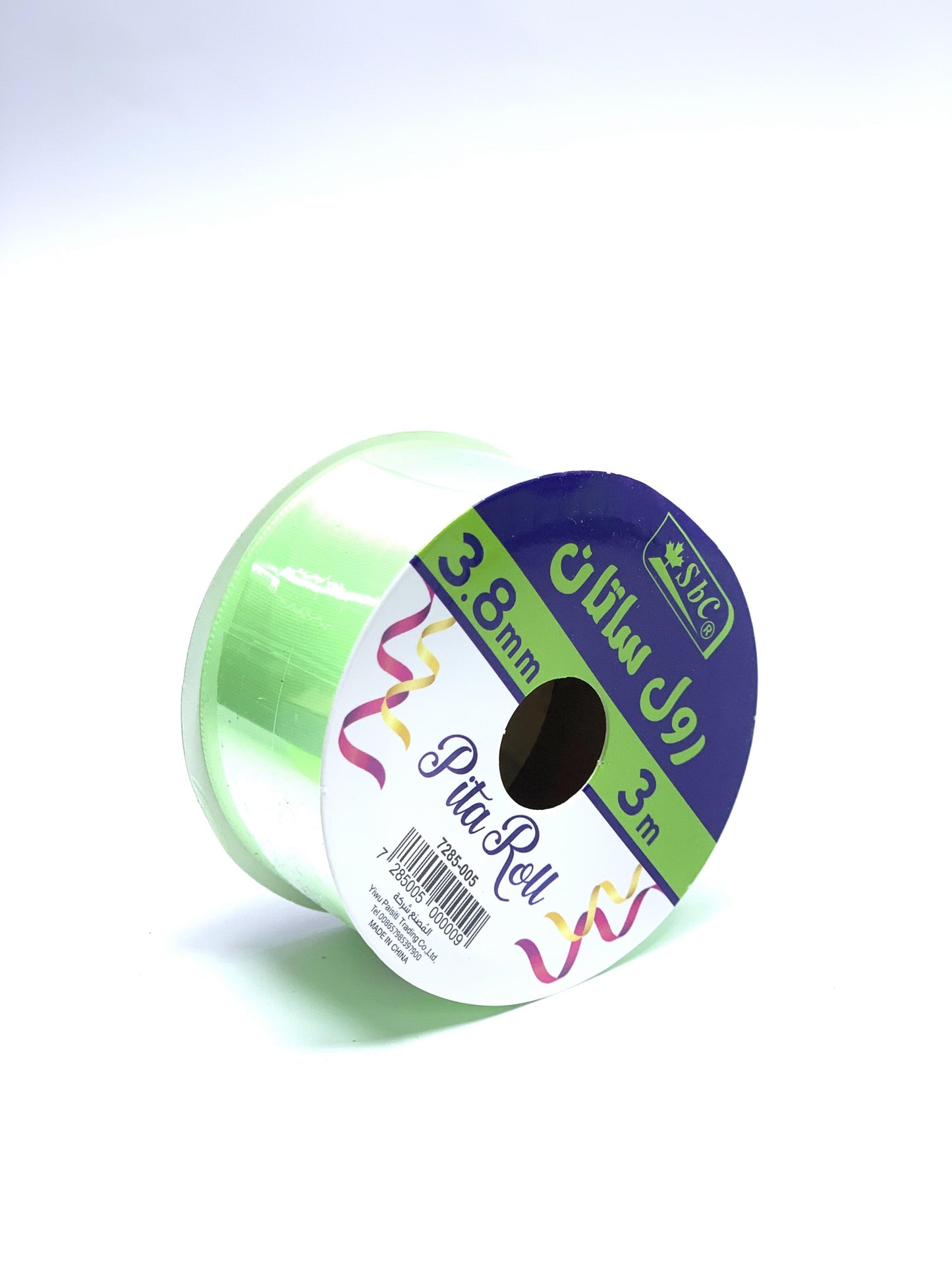 SBC LIGHT GREEN RIBBON 3.8MM 3M