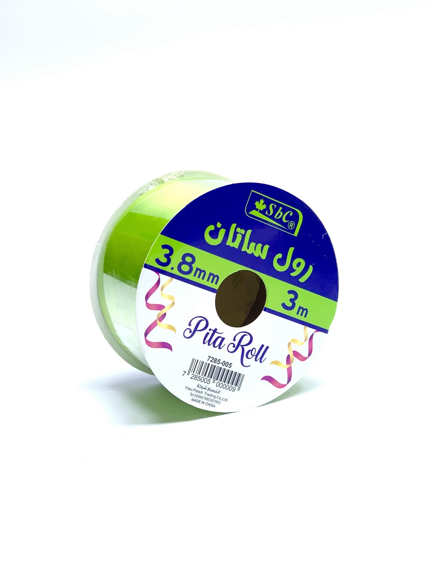 SBC LIGHT GREEN RIBBON 3.8MM 3M