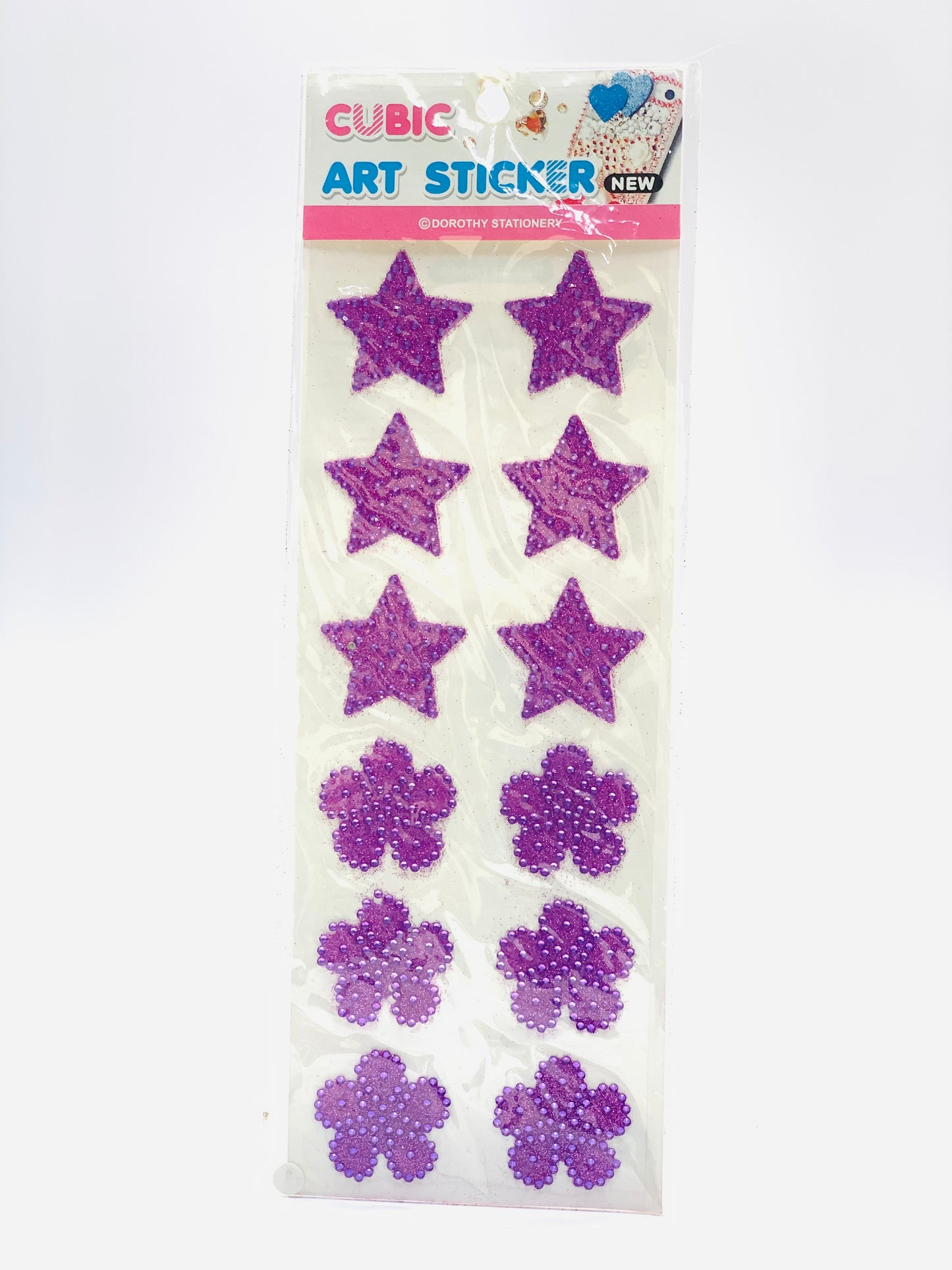 CUBIC ART PURPLE STAR AND FLOWER STICKER