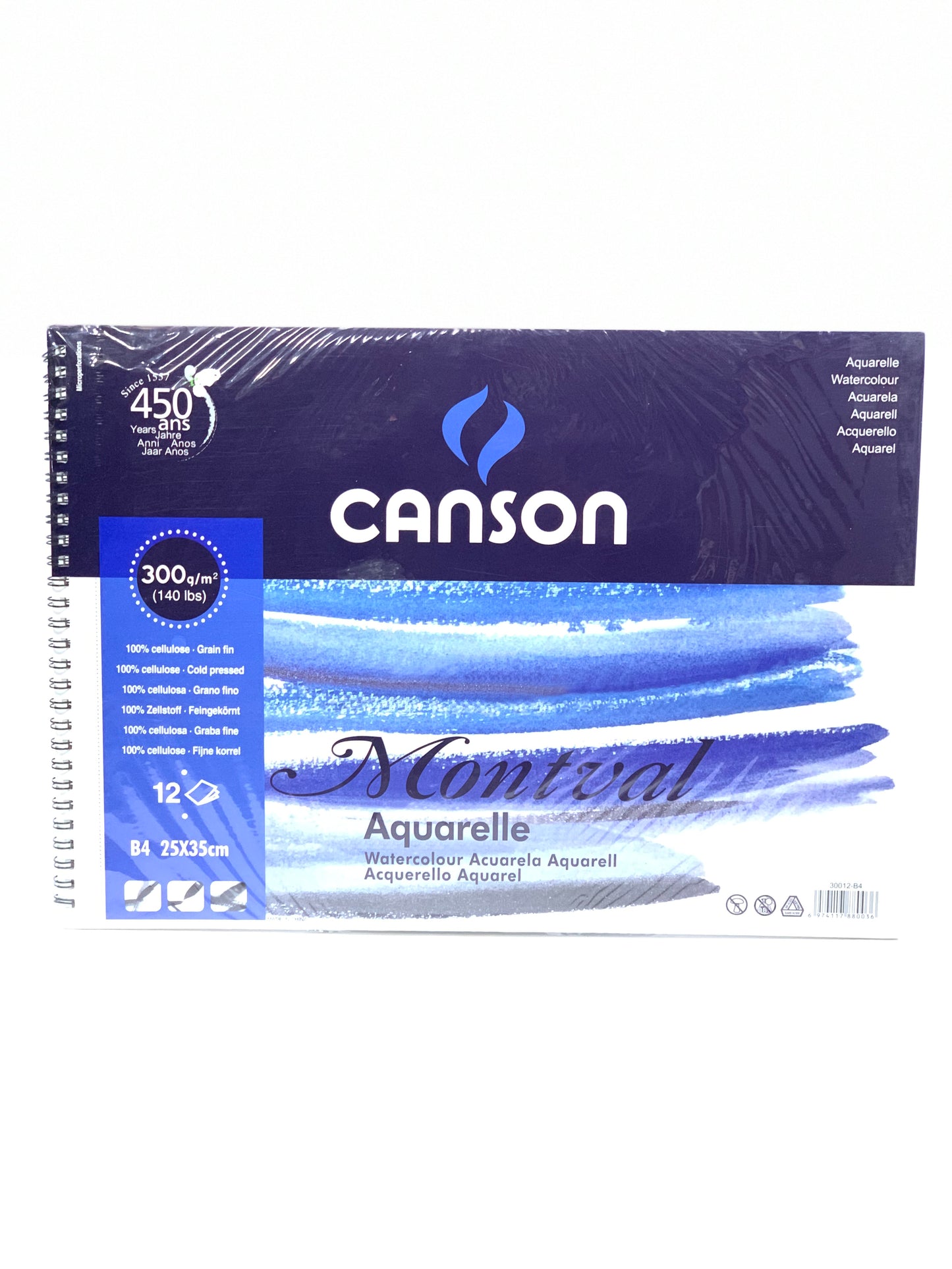 CANSON MONTVAL AQUARELLE B4 25X35 12 SHEETS