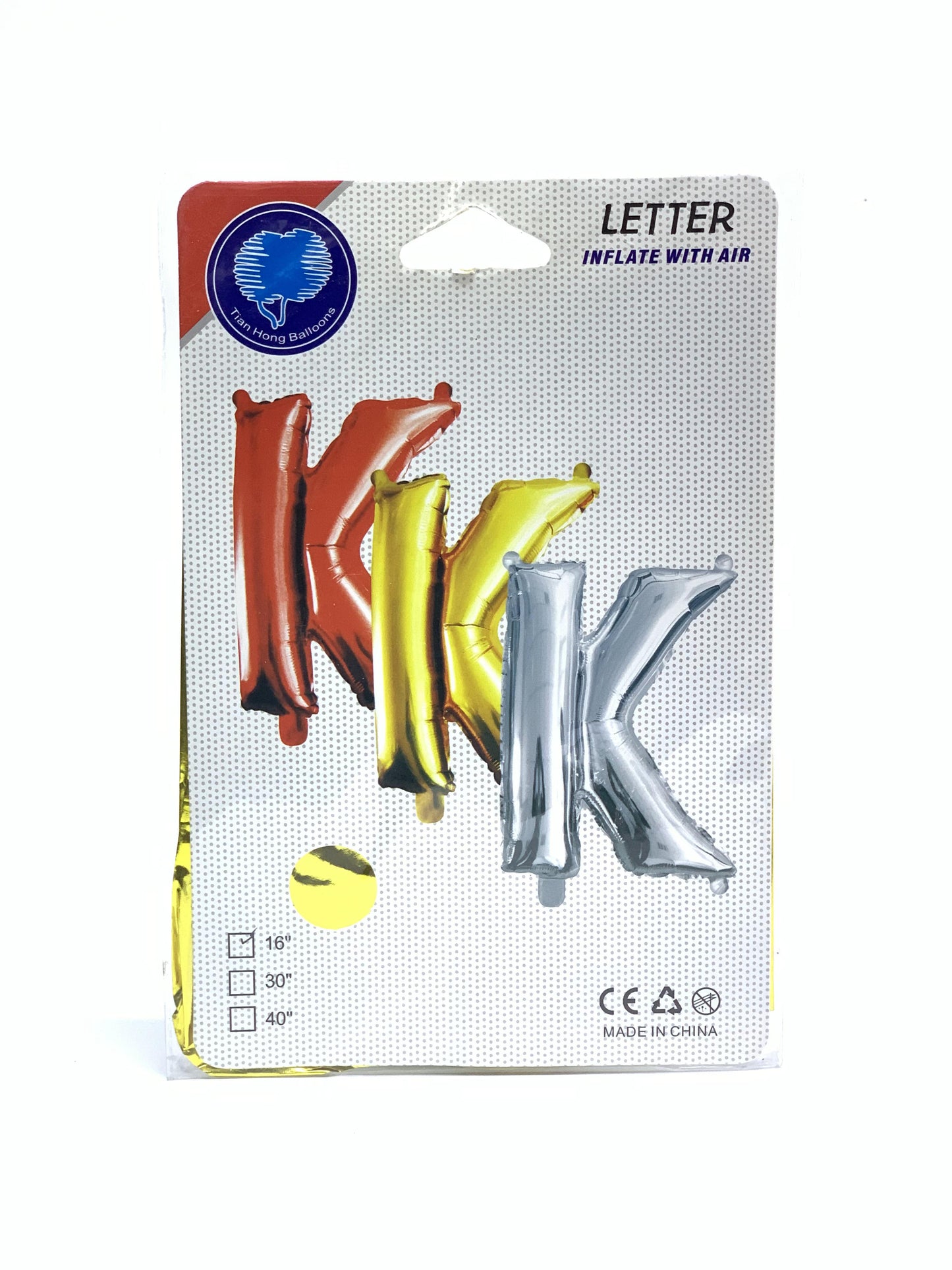 بالون فويل حرف K ذهبي 16"