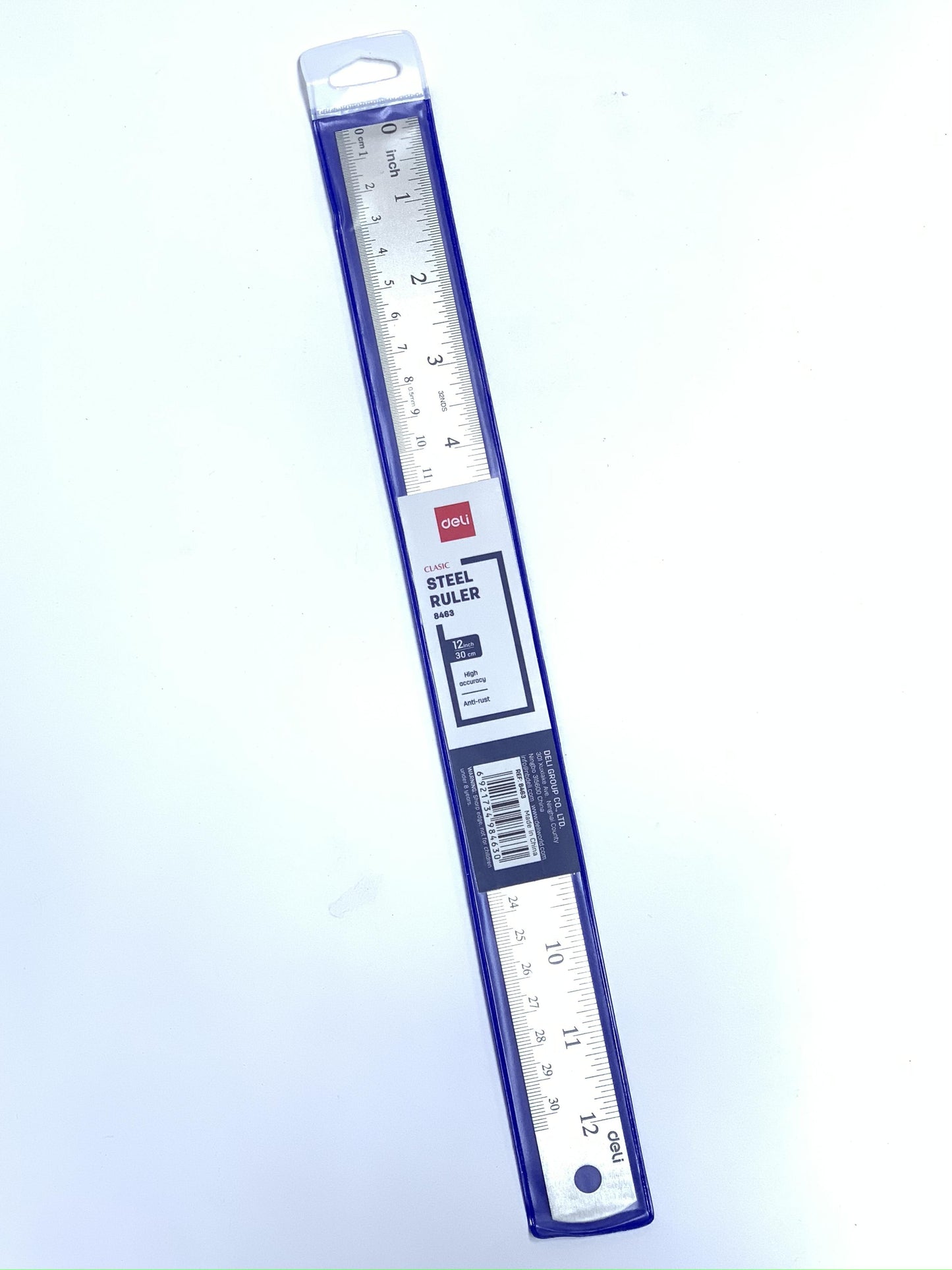Deli Stainless Steel Ruler, 30 cm Silver