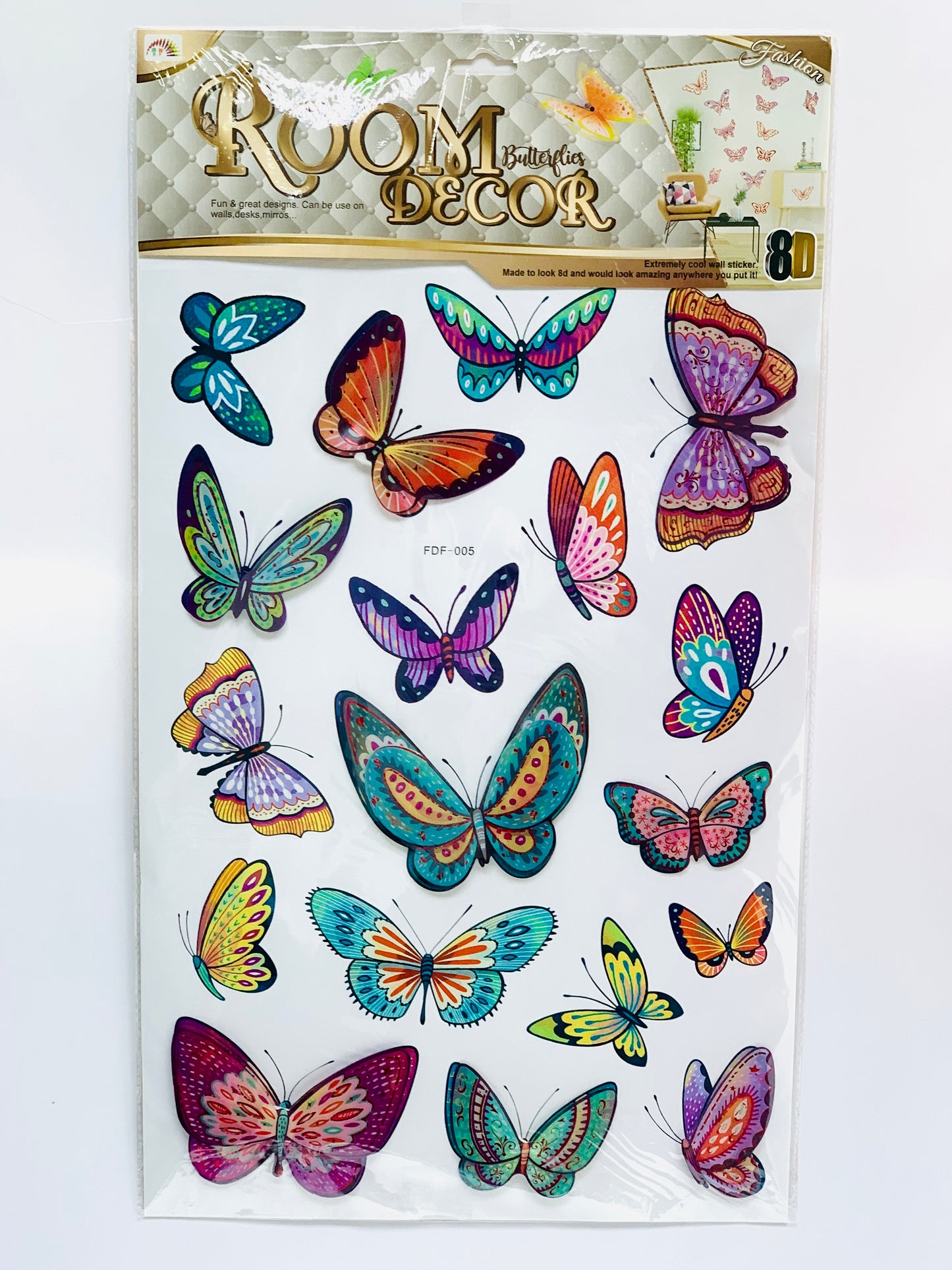 BUTTER FLY MULTI COLOR ROOM DECOR STICKERS
