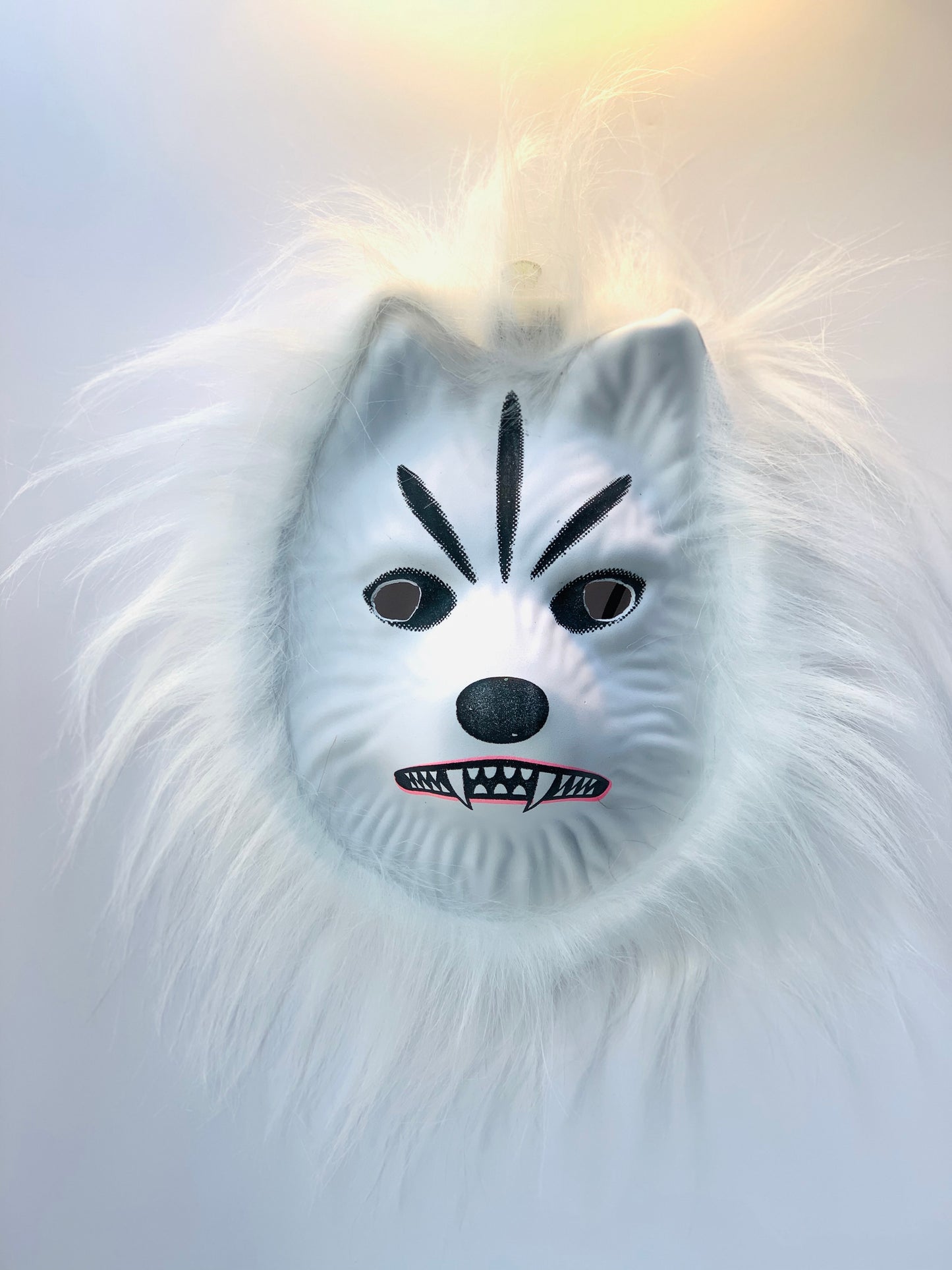 WHITE WOLF MASK WITH HAIR FOR KIDS
