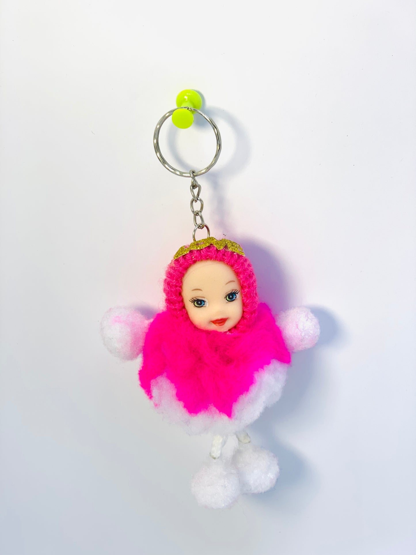 CARTOON GIRL KEY CHAIN PINK AND WHITE COLOR
