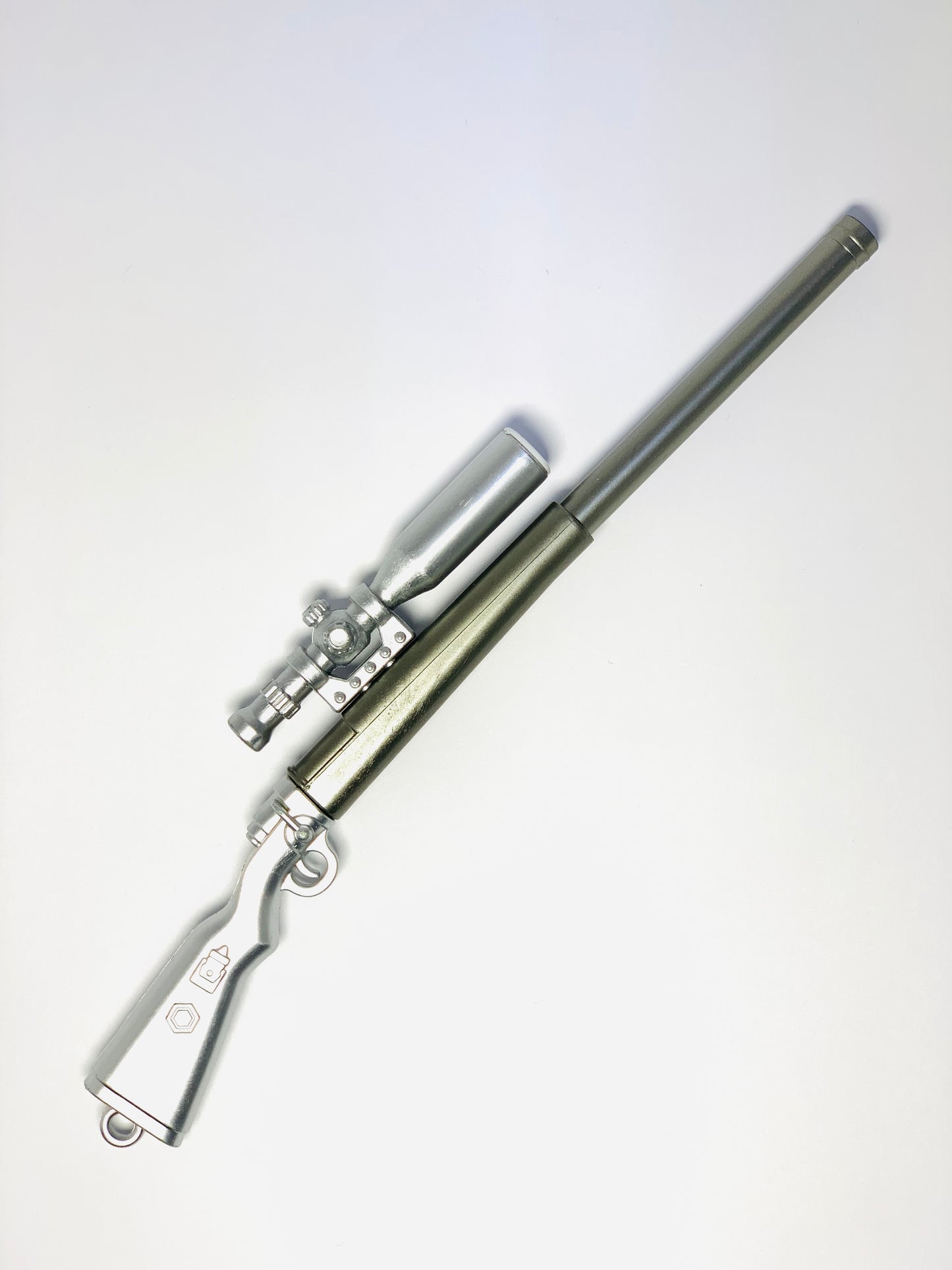 GUN DESIGN PEN SILVER WITH LIGHT