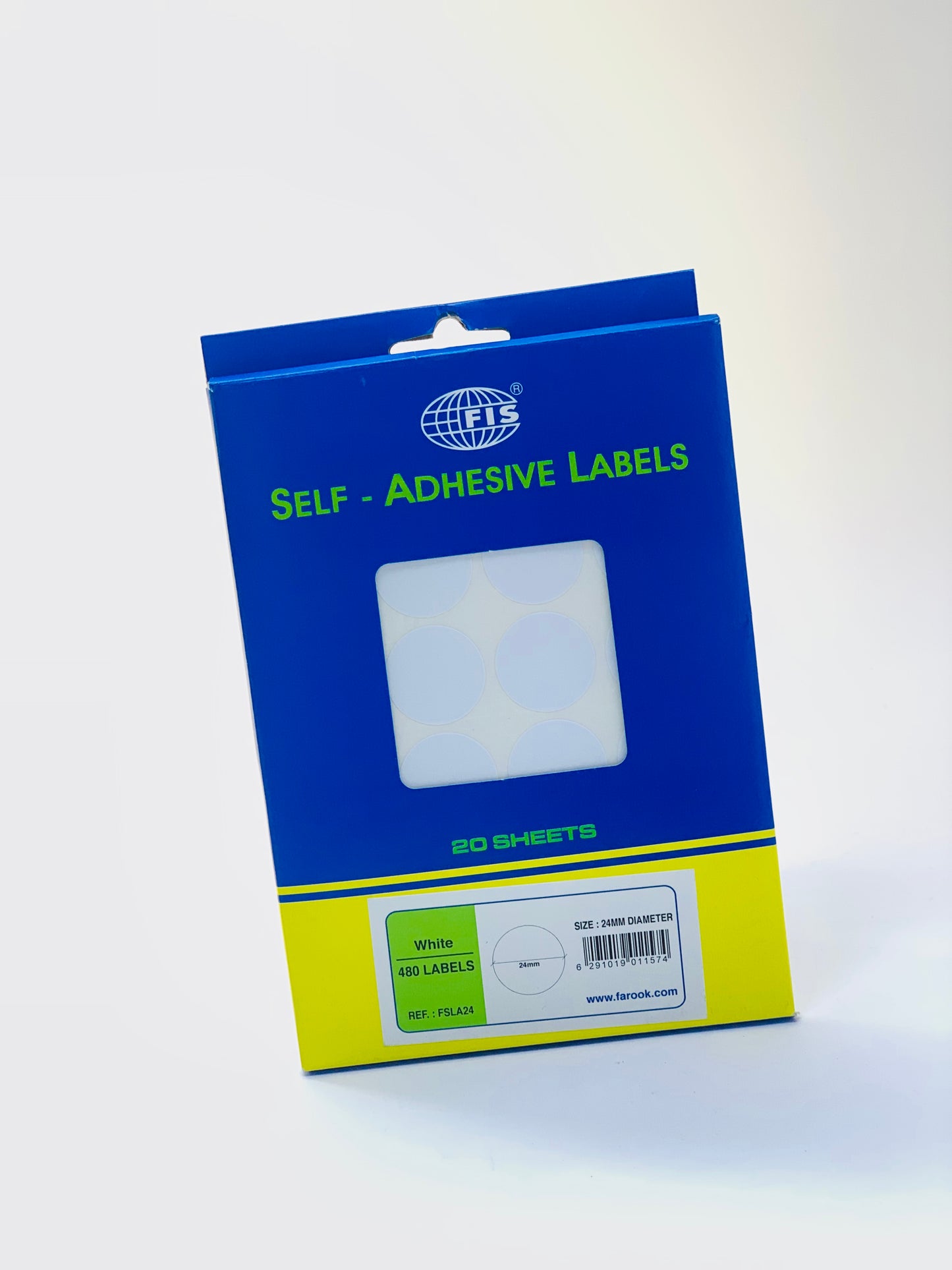 FIS SELF ADHESIVE WHITE LABELS 24MM ROUND