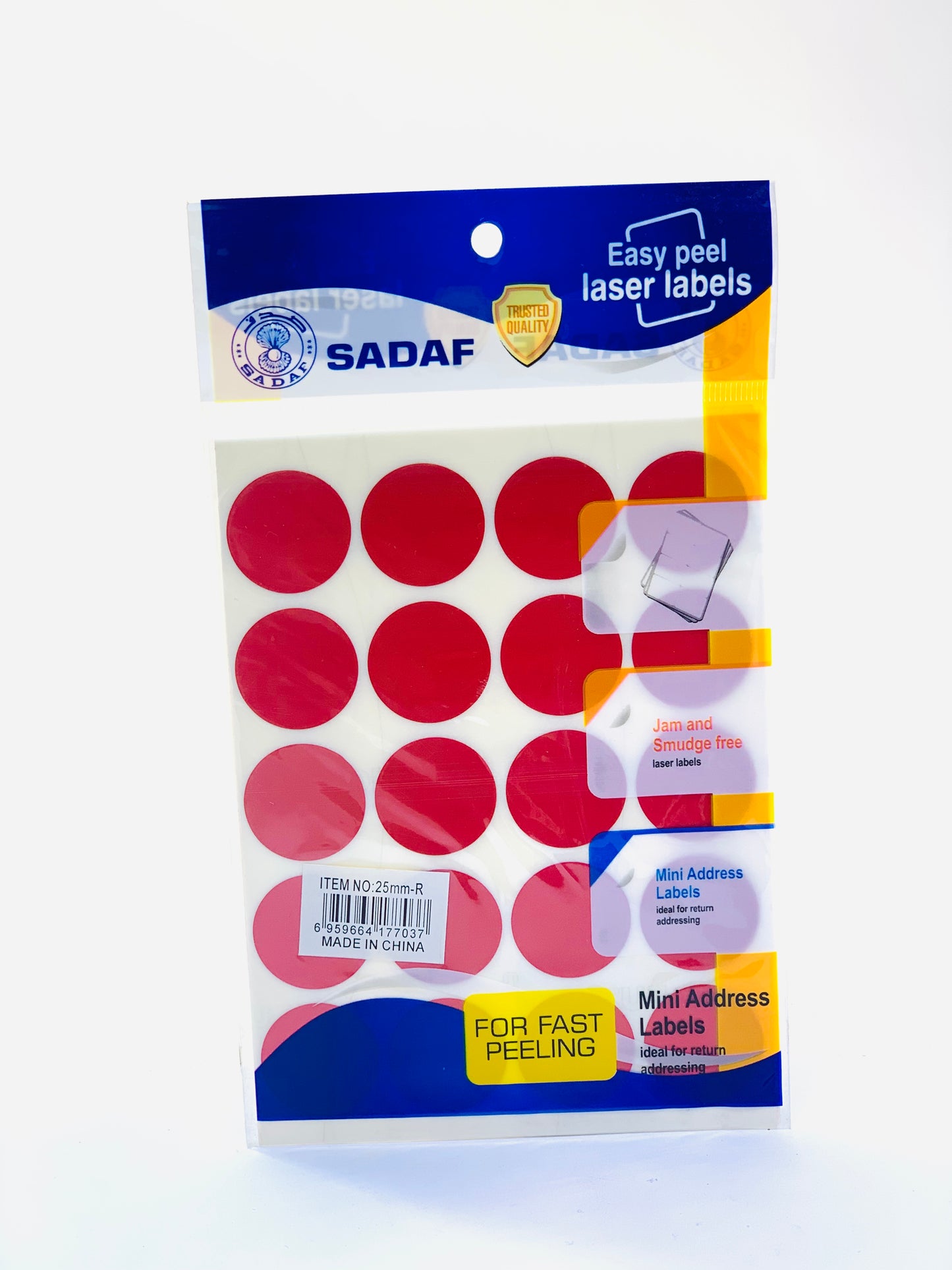 SADAF SELF ADHESIVE LABELS ROUND RED COLOR