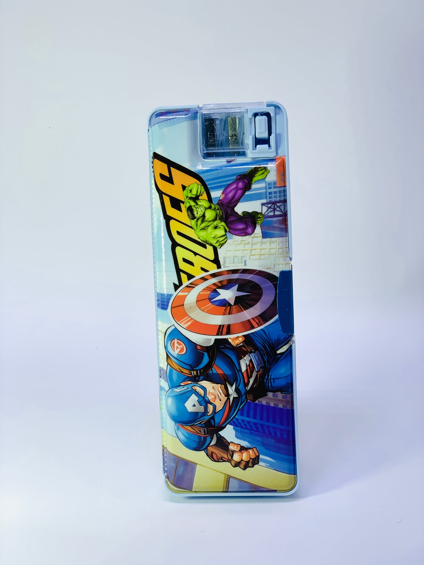 Captain america megnetic pencil case with sharpener