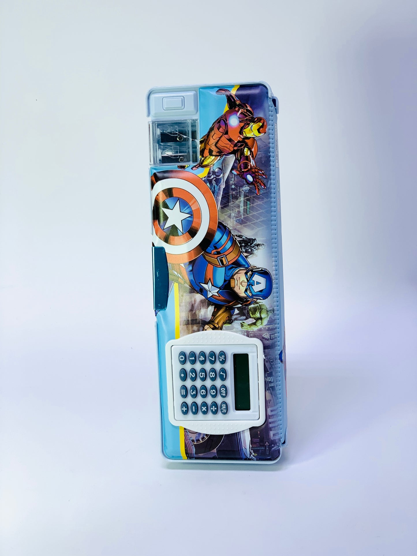 Avengers Magnetic Pencil Box with Calculator & Dual Sharpener for