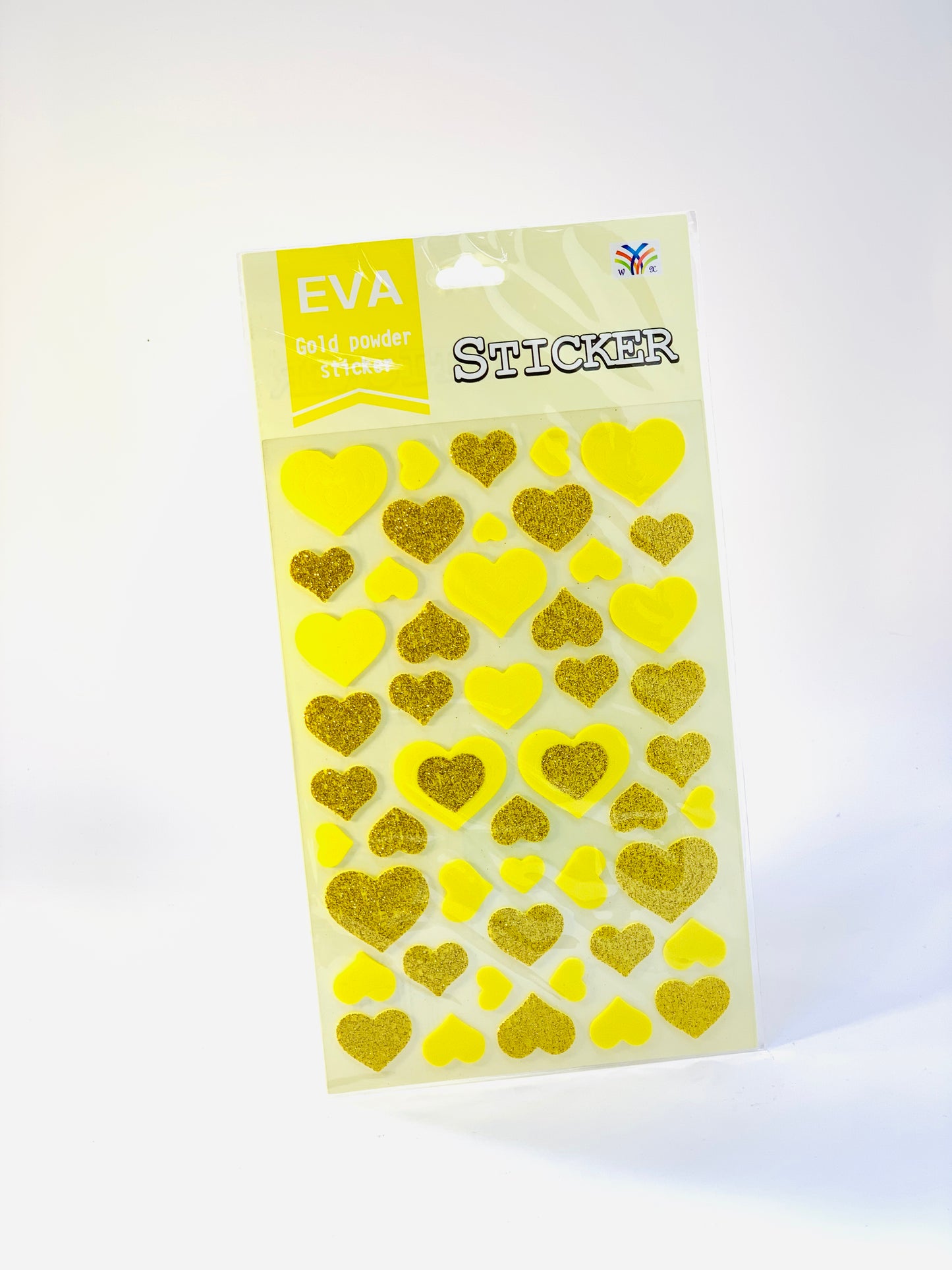 YELLOW HEART GLITTER STICKER