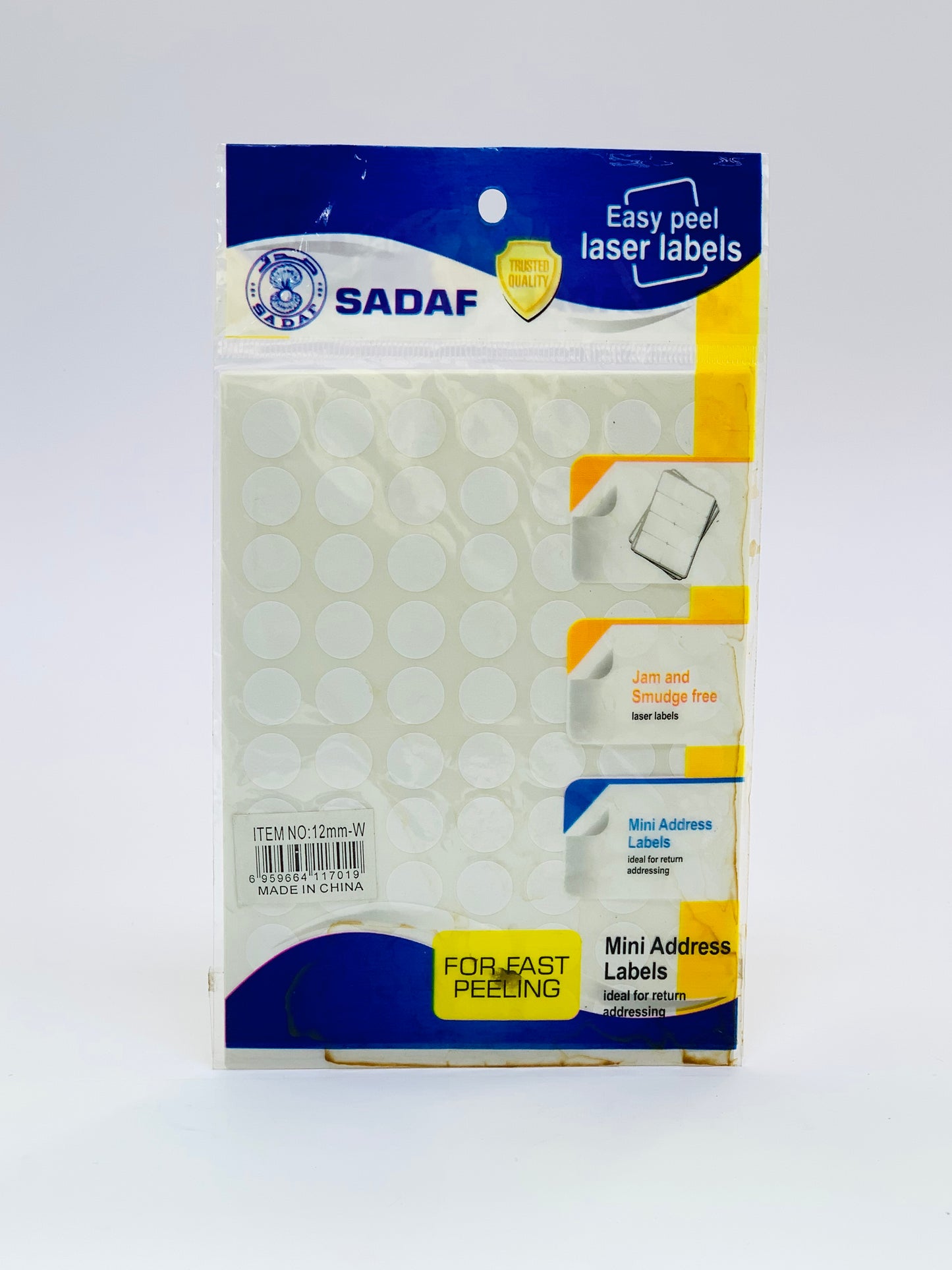SADAF WHITE ROUND LABEL STICKER 1X10 SHEETS