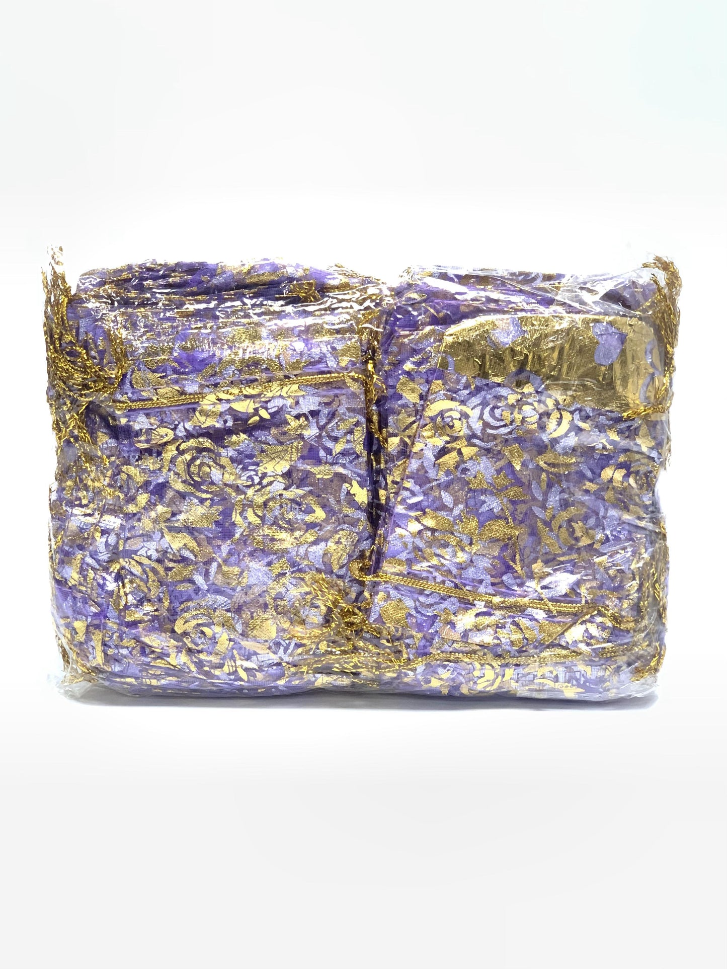 Transparent Organza Gift Bag purple and gold 1x24