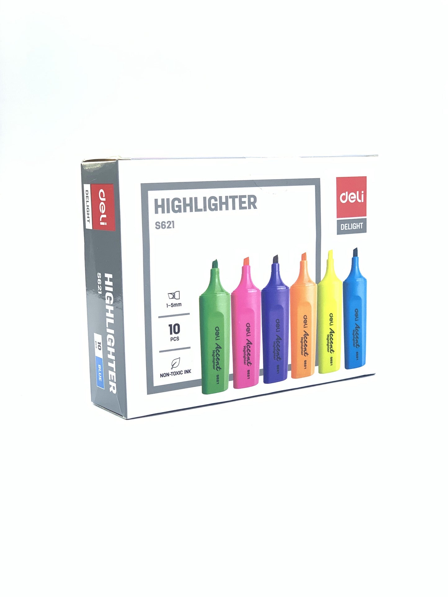 Deli Delight 1-5mm Chisel Tip Highlighter Pen, Blue box 10 pcs