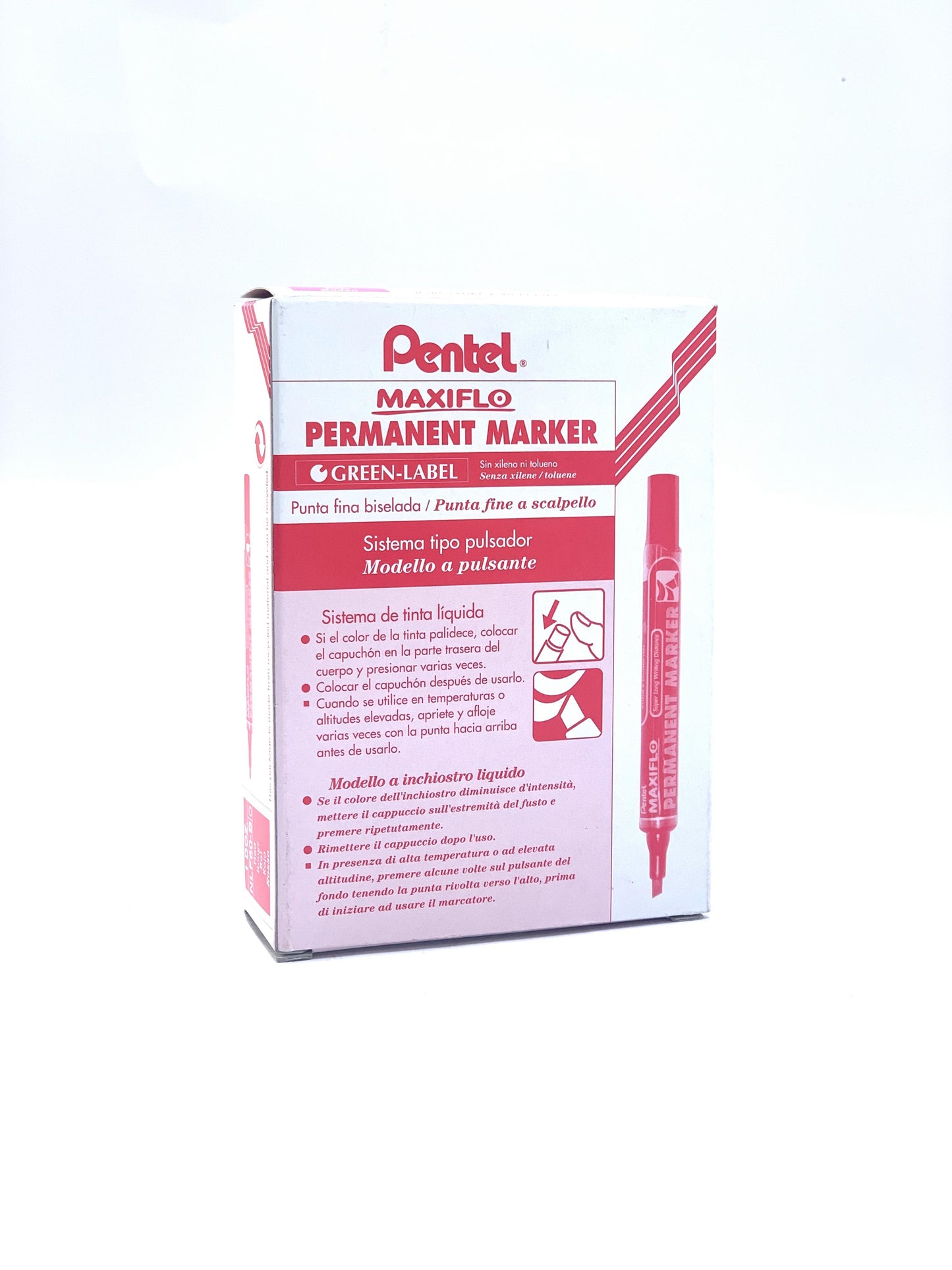 Pentel Maxiflo Permanent Bullet Marker, Pack of 12 - Red