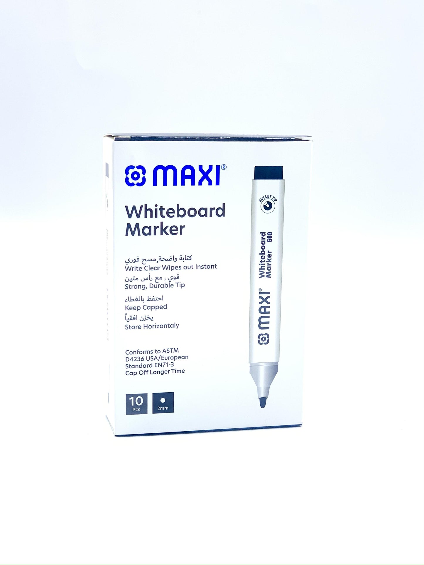 Maxi Whiteboard Marker Bullet tip Box of 10pc Black, Erasable Markers Great for Kids Adult Student, school, home, and office