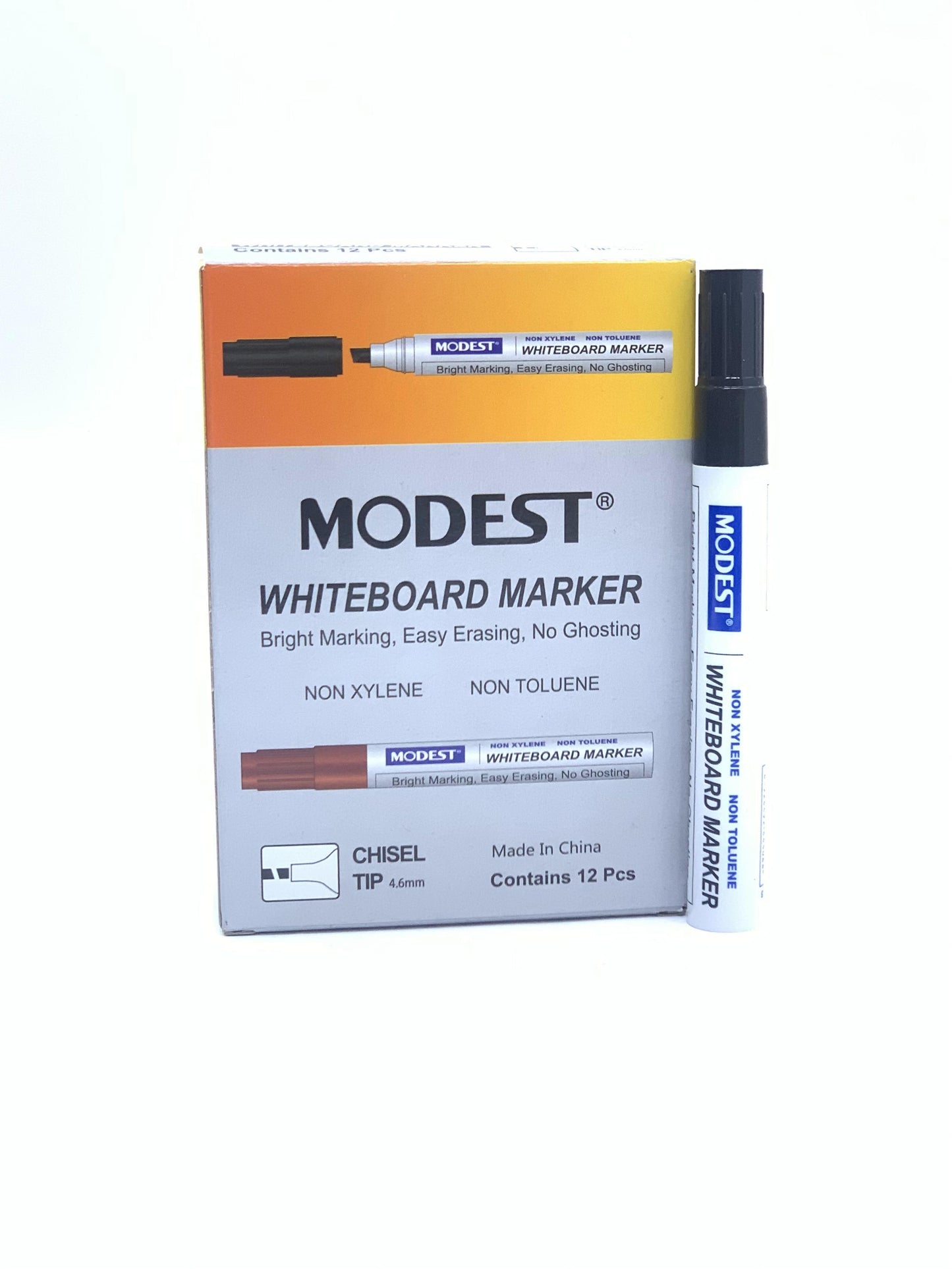 MODEST WHITE BOARD MARKER CHIESEL TIP BLACK 1X12