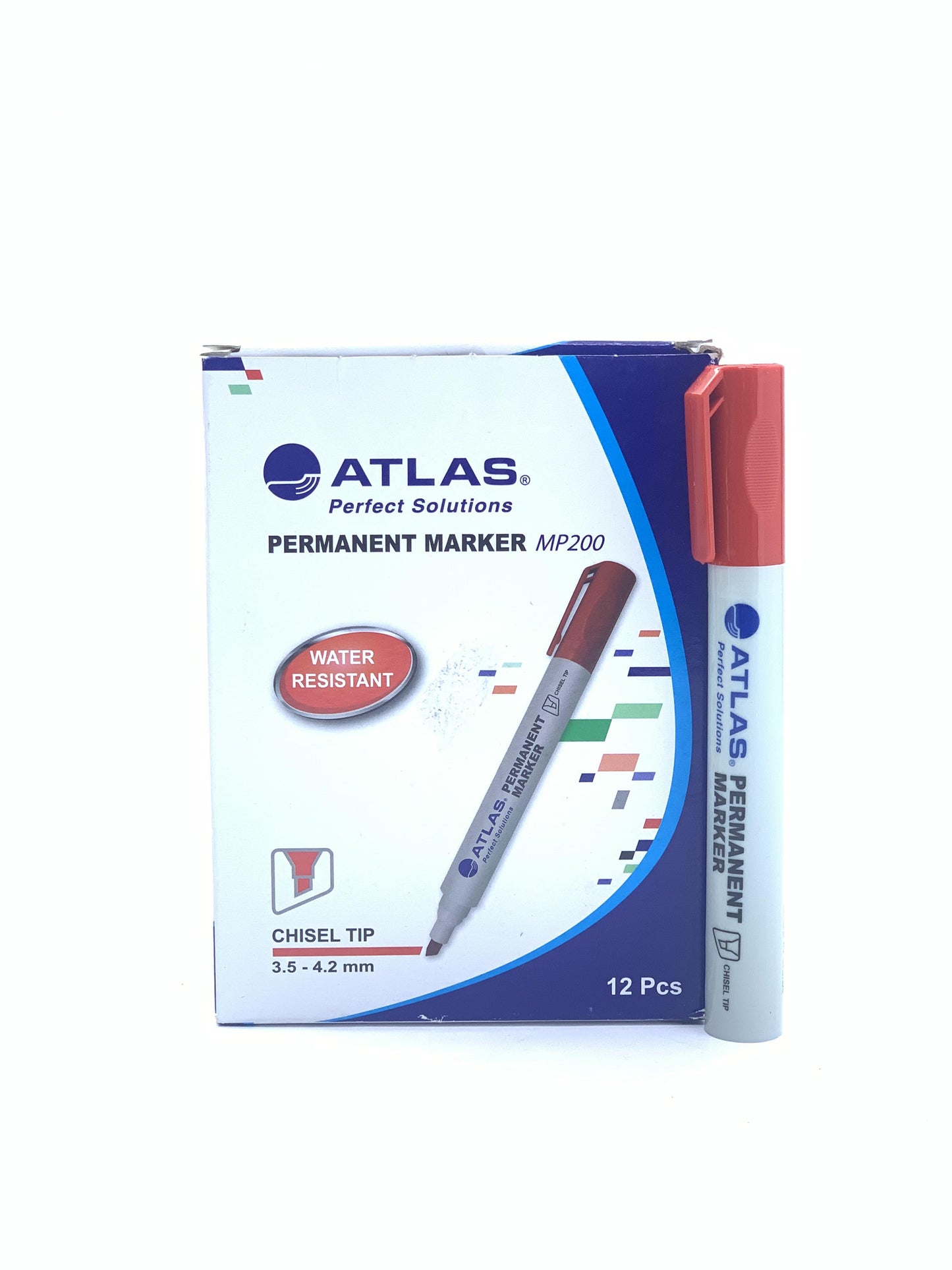 ATLAS PERMANENT MARKER CHIESEL TIP 1X12 RED