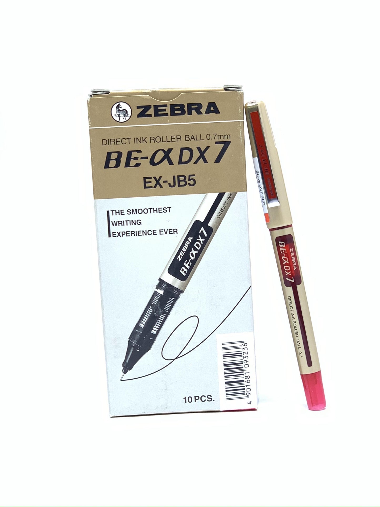 ZEBRA BE-DX 7 0.7MM RED INK ROLLER BALL PEN PACK OF 10