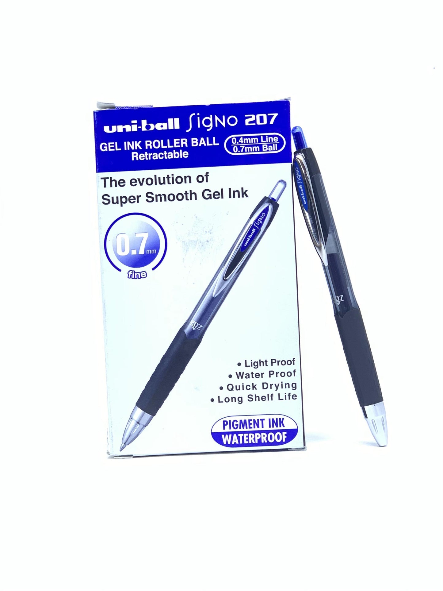 UNI BALL SIGNO 207 GEL INK ROLLER BALL BLUE PEN PACK OF 12