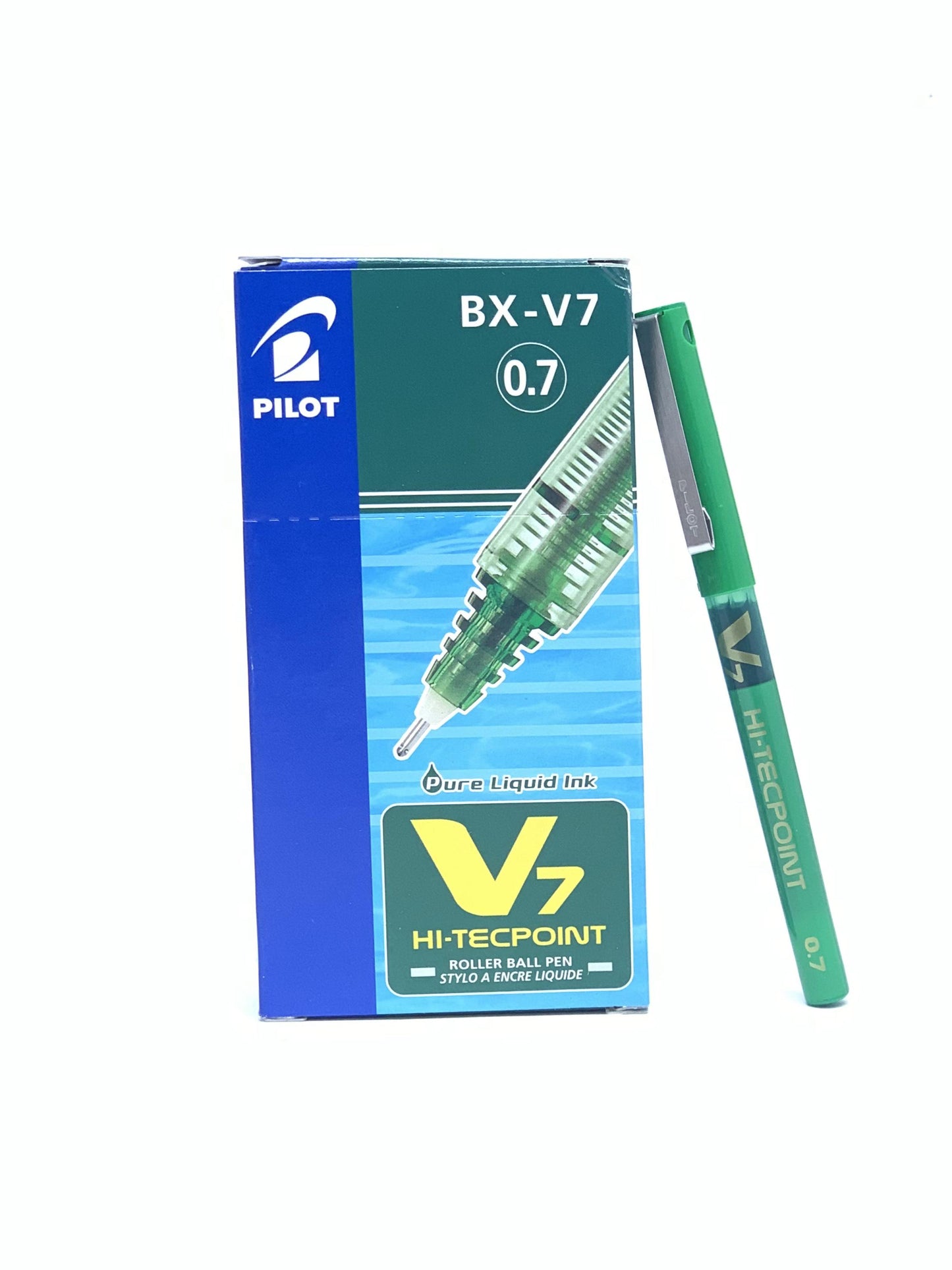 PILOT Hi-Tecpoint Roller Ball Pen BX-V7 (0.7mm, Set of 12, GREEN )