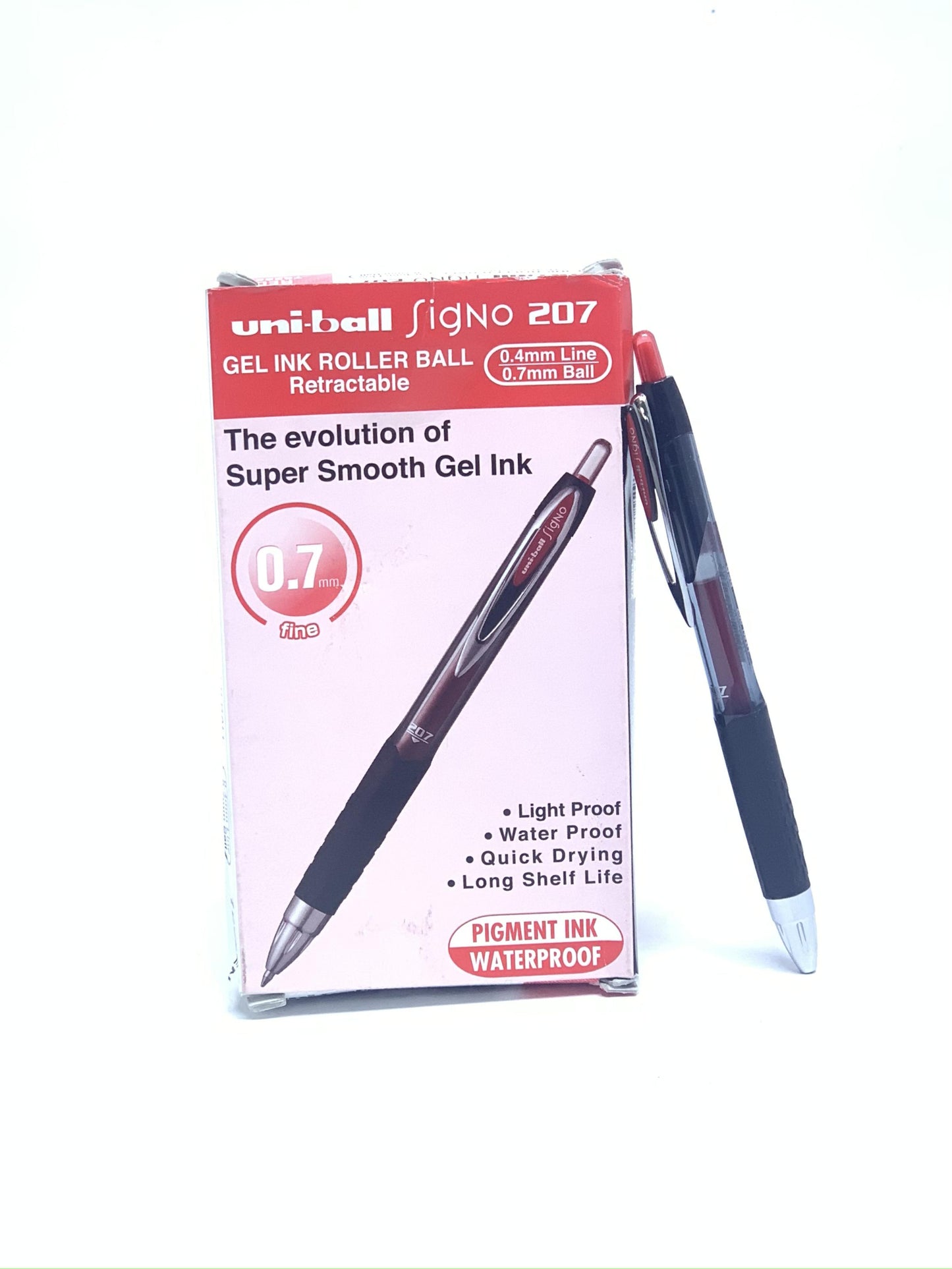 UNI BALL SIGNO 207 GEL INK ROLLER BALL RED COLOUR PACK OF 12