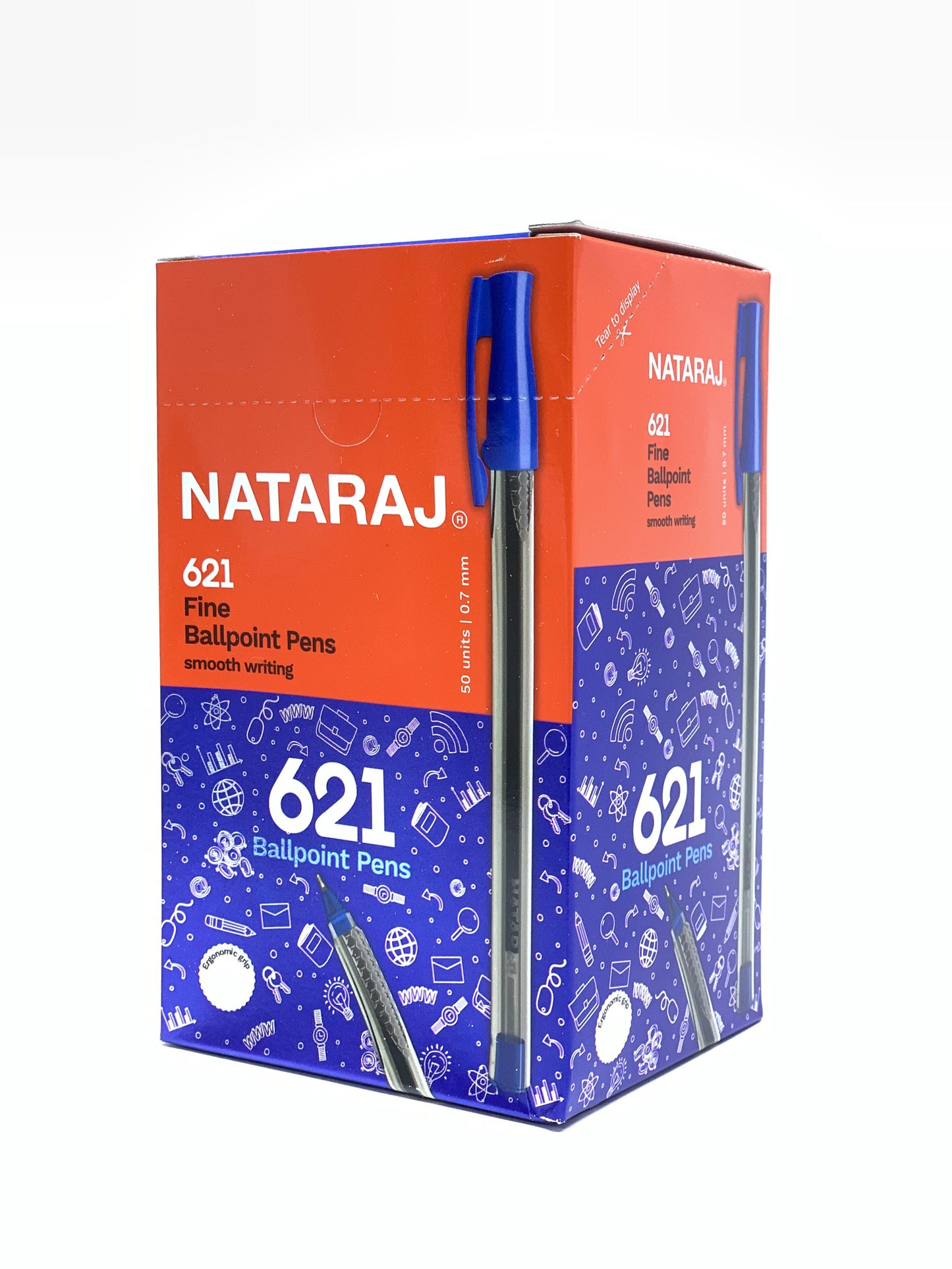 NATRAJ 621 FINE BALL POINT PENS 1X50 BLUE