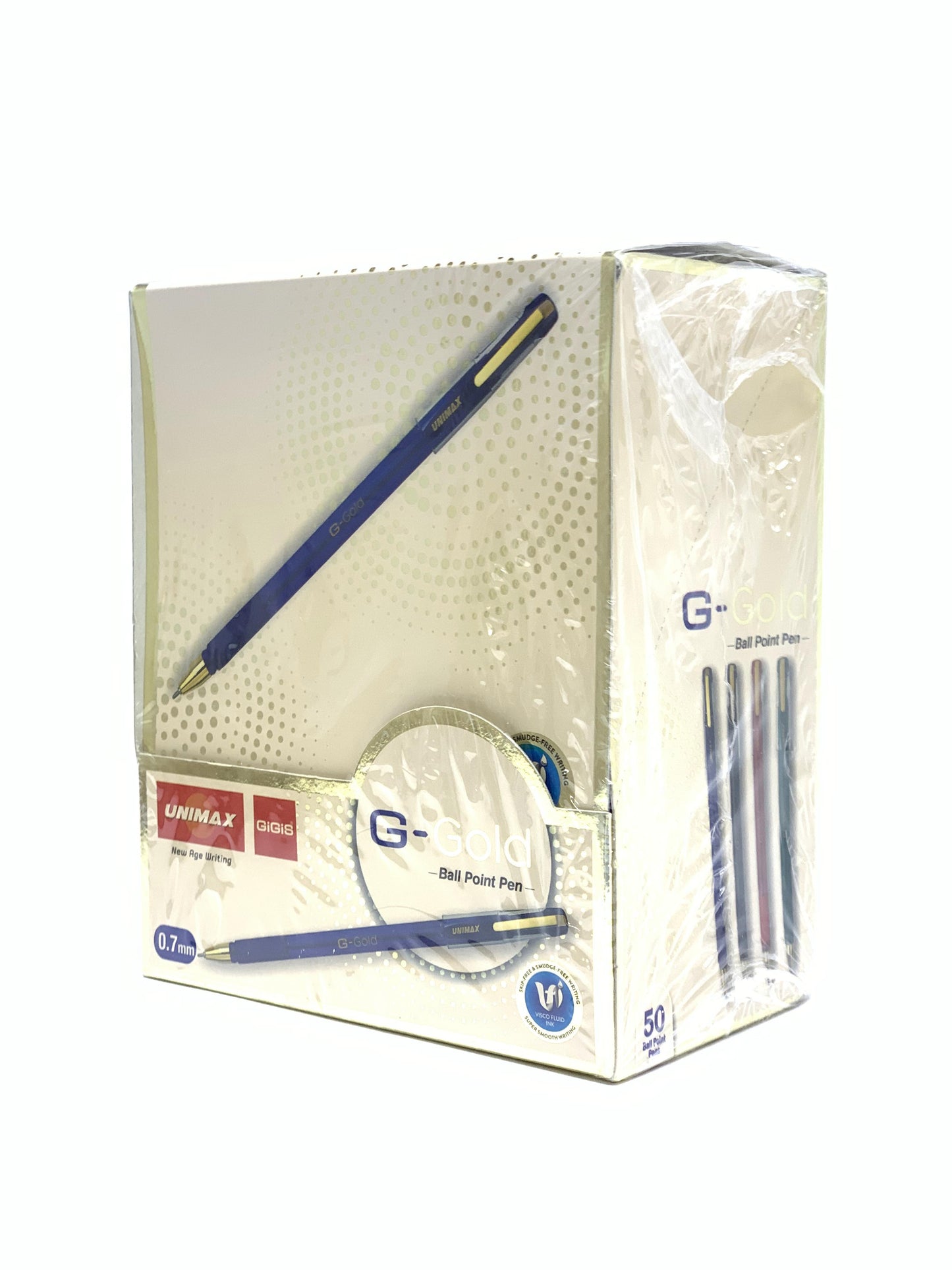 UNI MAX G-GOLD 0.7MM BLUE PEN 1X50