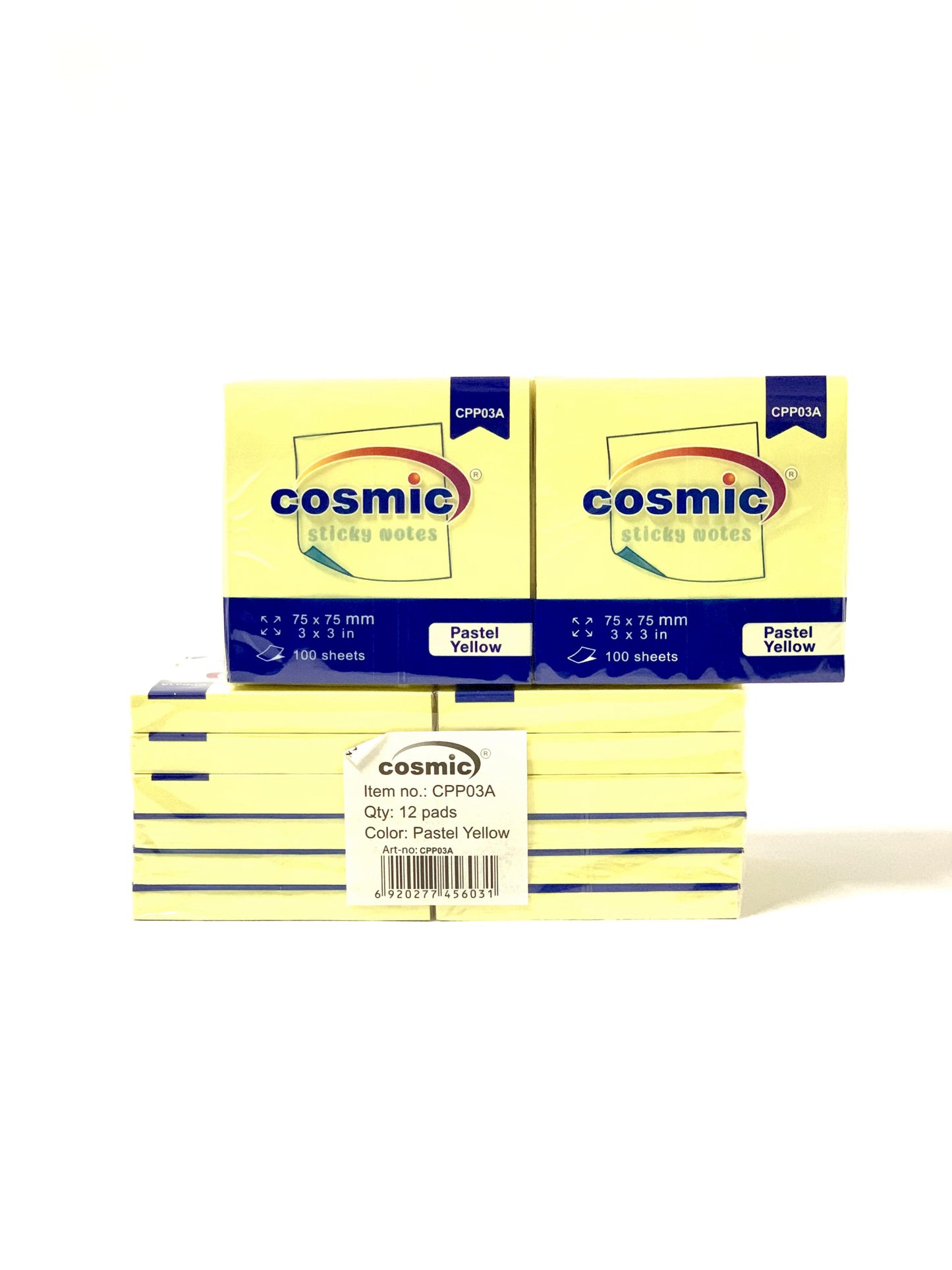 COSMIC PASTEL YELLOW 3X3 -75X75 100 SHEETS PACK 12 PADS