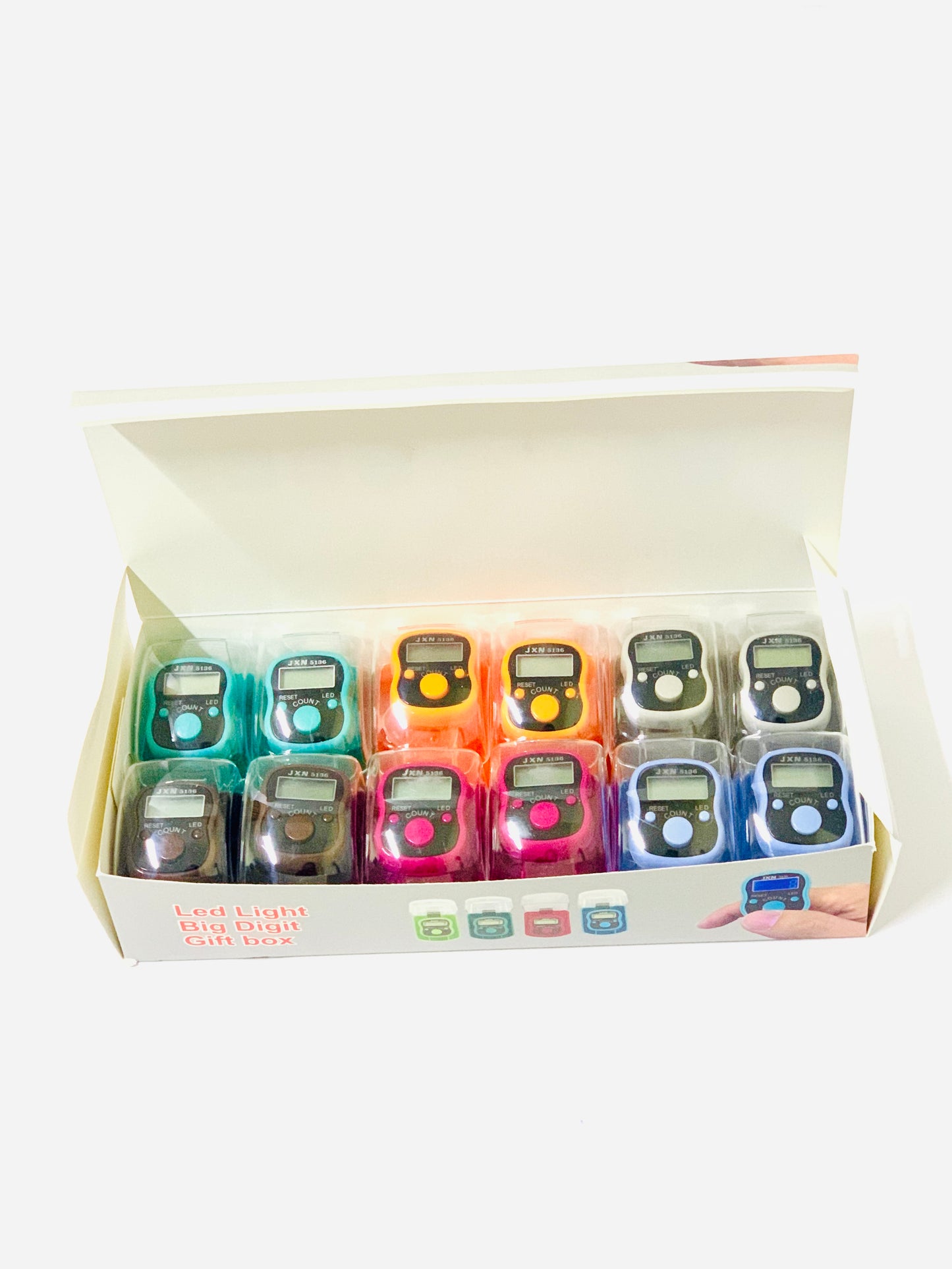 JXN Finger Counter - 12/Pcs Digital LED Electronic Handheld Tally Counter Tasbeeh