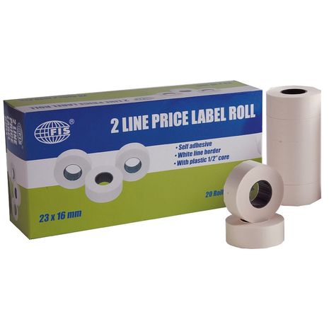 FIS WHITE PRICE LABEL ROLL 16x23mm Two Line