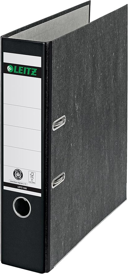 Leitz Lever Arch File A4 80mm, Black, Durable Document Organizer for Office