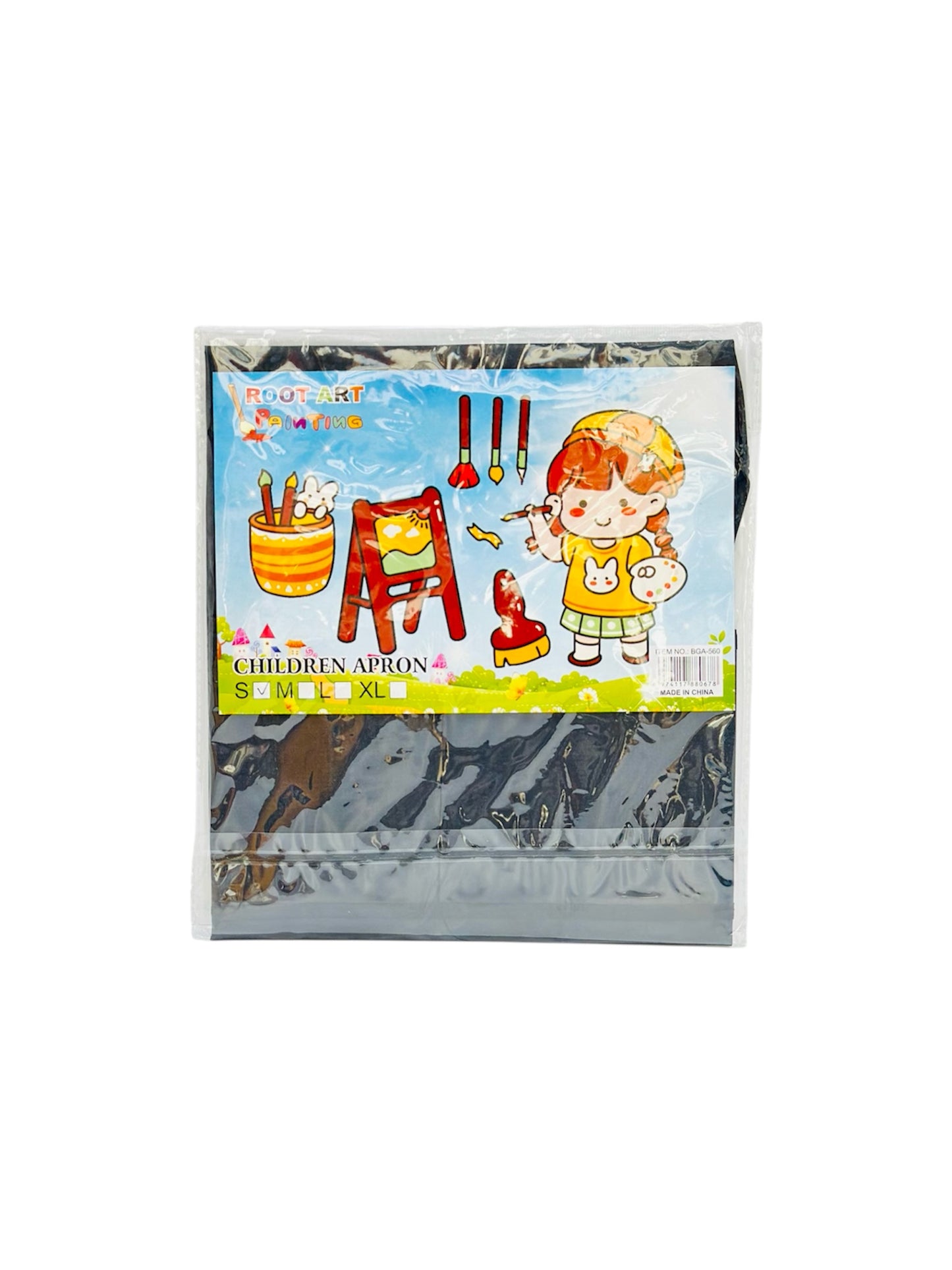 ROOT ART PAINTING CHILDREN APRON BLACK SIZE S