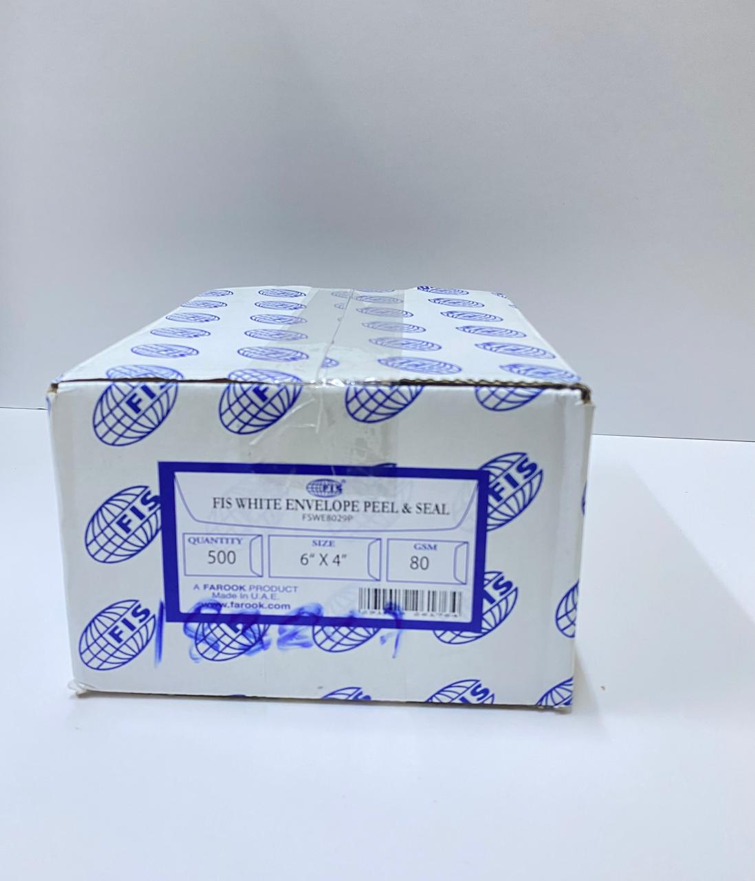 FIS 6X4 WHITE ENVELOPE 500 PCS IN BOX PEEL AND SEAL