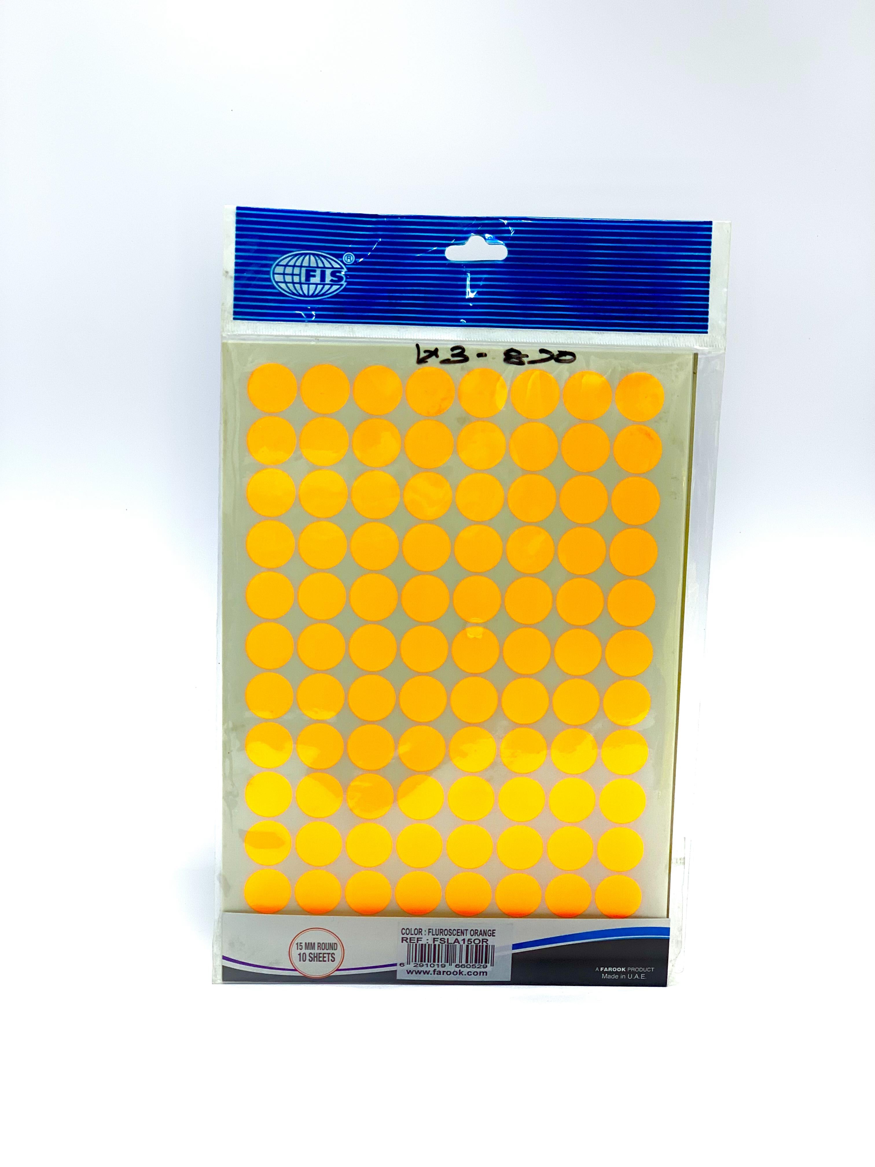ROUND SHAPE 15 MM LABEL STICKER 10 SHEETS – AL NAHAR STATIONERY