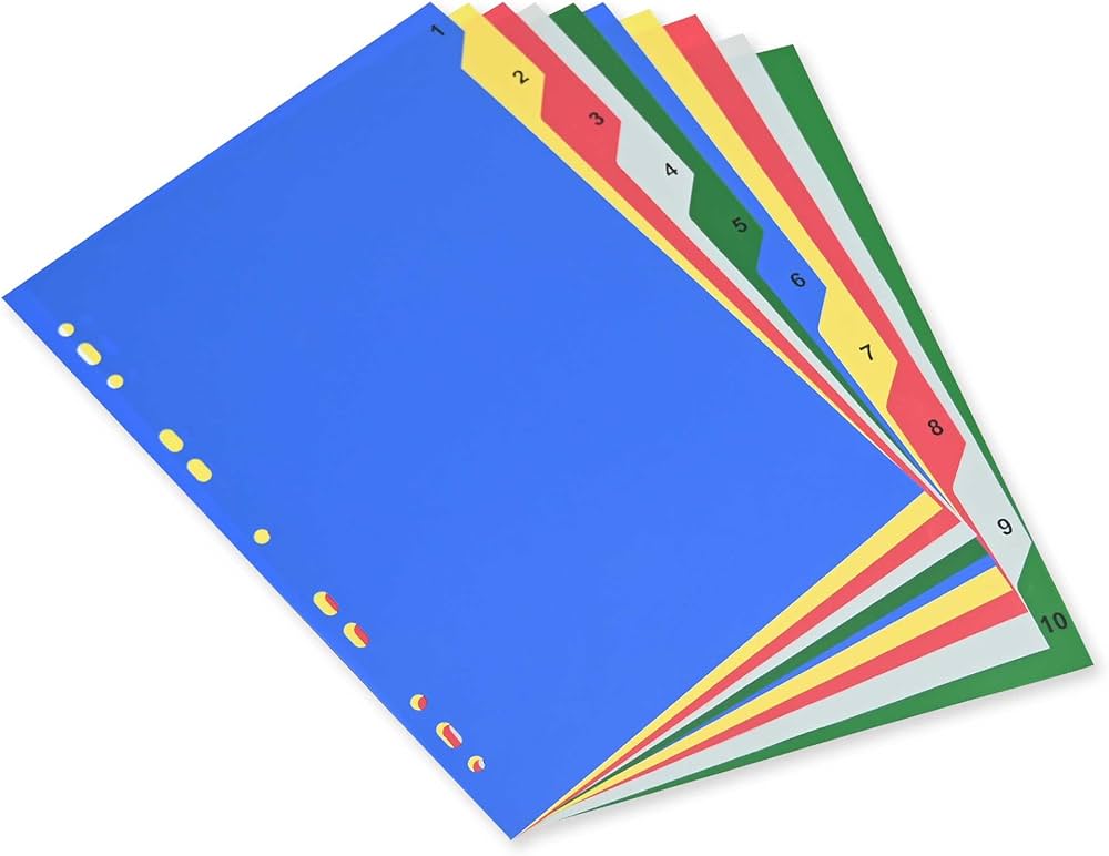 1 To 10 PP Index Divider Blue/white Pack of 25 Pieces
