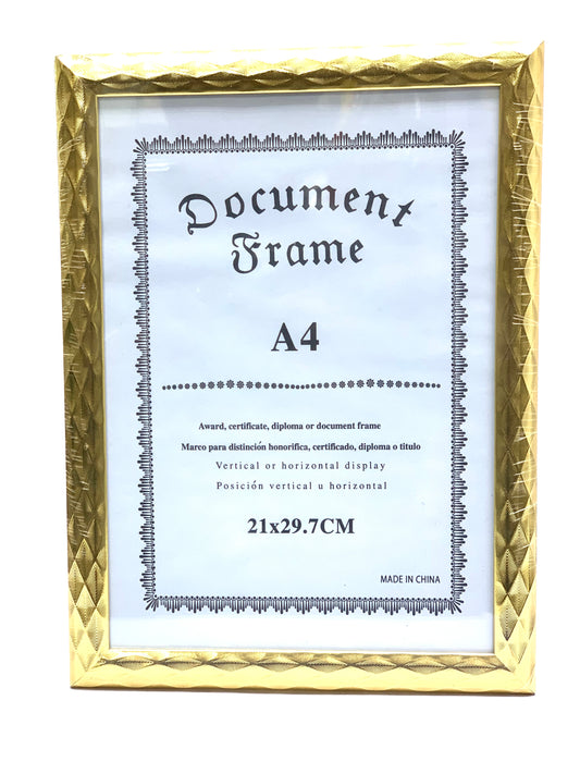 إطار وثيقة مقاس A4 مقاس 21 × 29.7 لون ذهبي