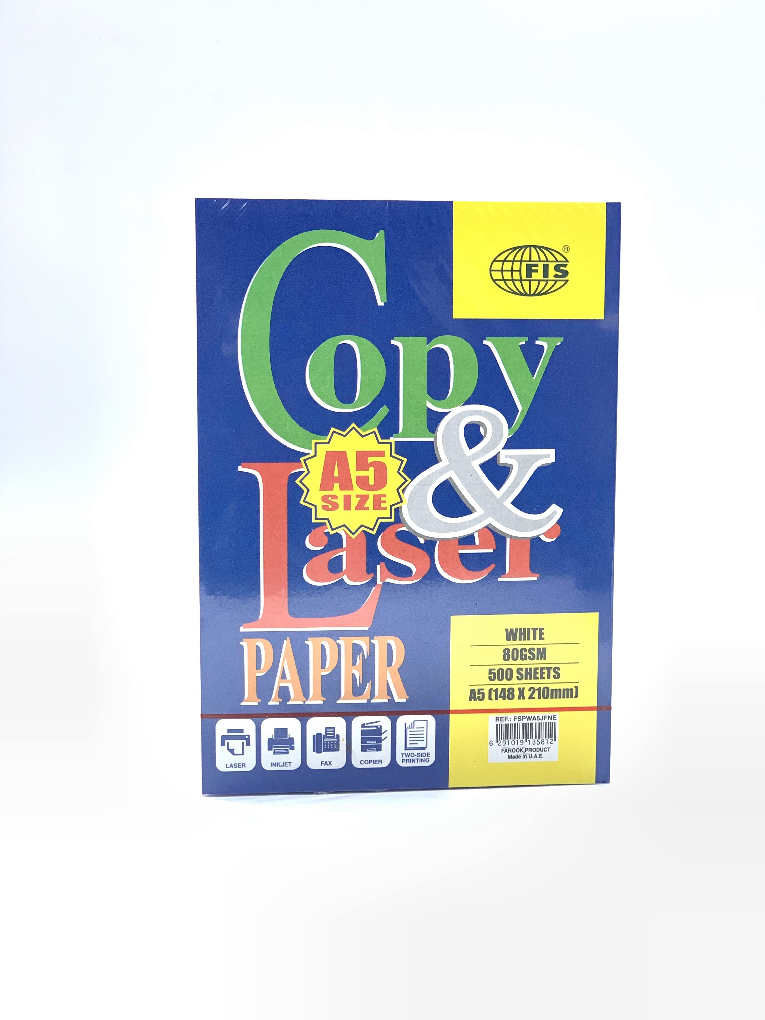 FIS Copy & Laser Photocopy Paper, 500 Sheets, White, 80 gsm, A5 (148 x ...