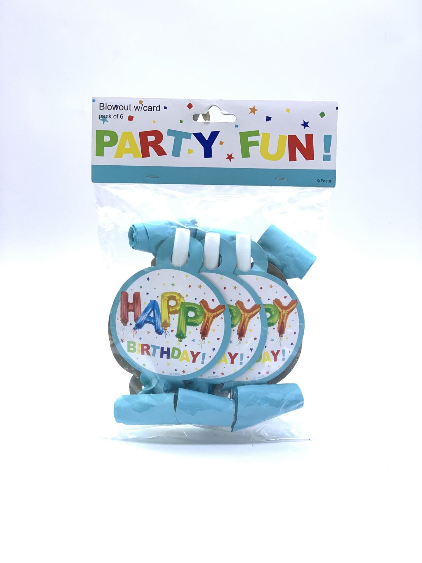 HAPPY BIRTHDAY PARTYFUN BLOWOUT WITH CARD BLUE