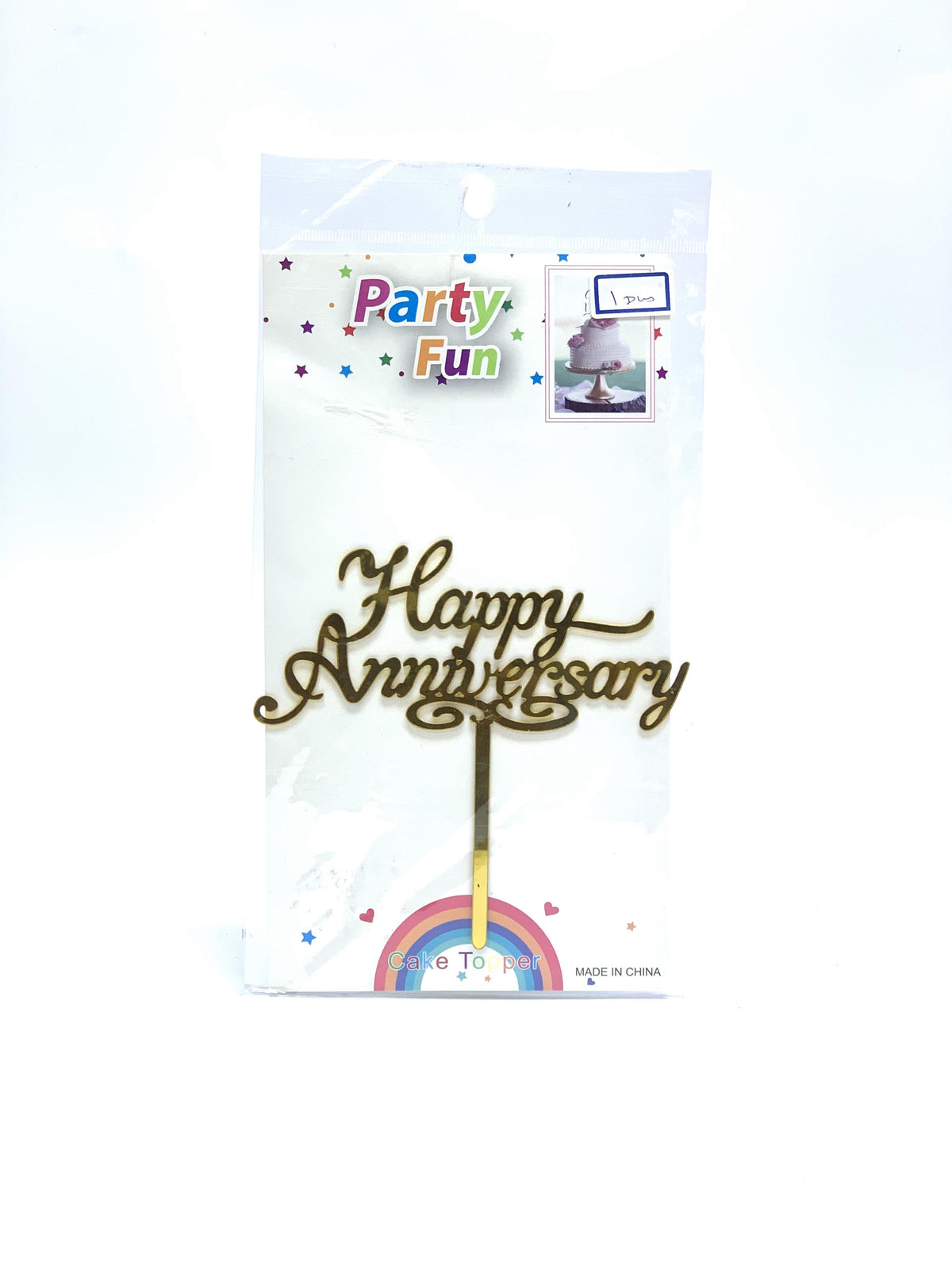 HAPPY ANIVERSARY GOLD CAKE TOPPER