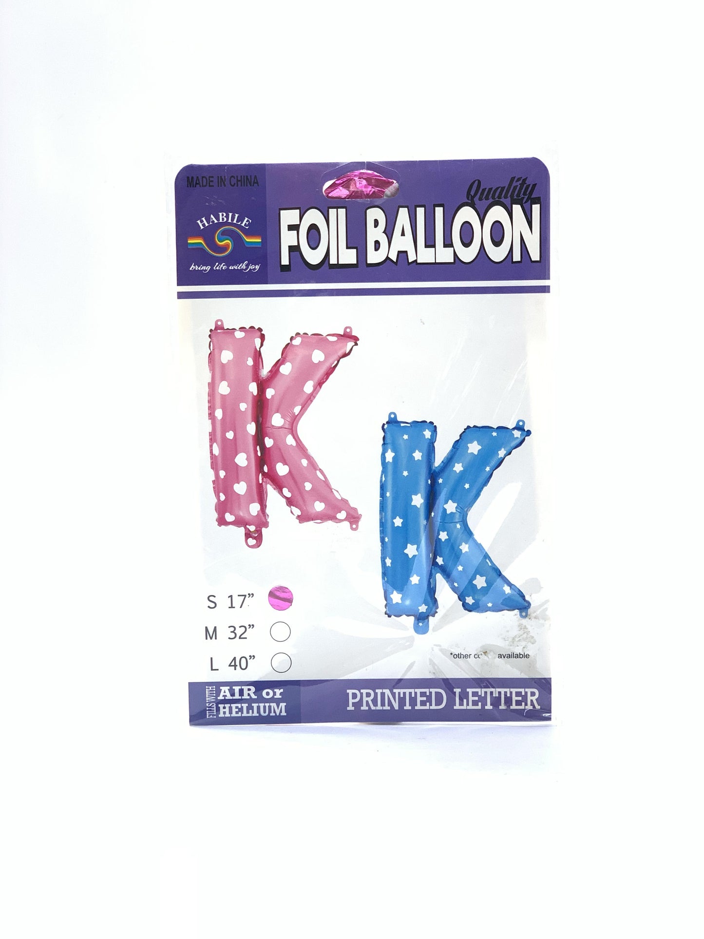 بالون فويل حرف K وردي 17"