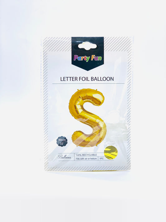 بالون فويل حرف S ذهبي 32"
