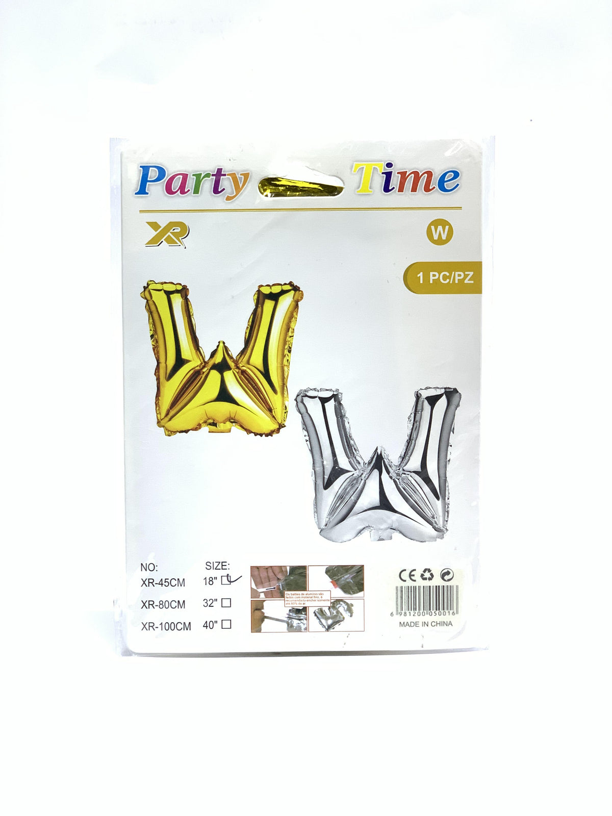 FOIL BALLOON LETTER W  18"