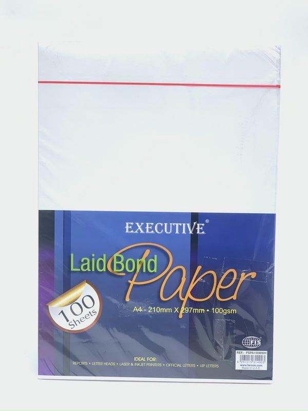 FIS Executive Laid Bond Paper, 100 Sheets, 100 gsm, white Color, A4 Si ...