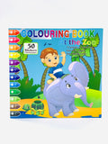 AT THE ZOO COLORING BOOK 12 PAGES OF PICTURES WITH 50 STICKERS