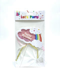 HAPPY BIRTHDAY CAKE TOPPER RAINBOW PINK