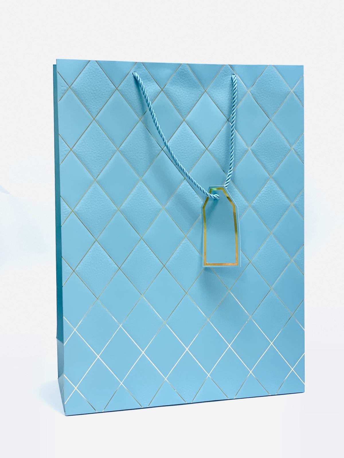 GIFT BAG BLUE WITH DIAMOND LINE GOLD