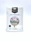 HAPPY BIRTHDAY PARTY FOIL BALLOON WHITE BALL 18"