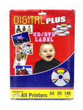 DIGITAL PLUS CD DVD LABEL 25 SHEETS A4