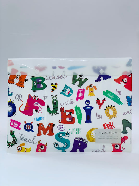 PLASTIC FILE ENVELOPE A4 SIZE ALPHABETS DESIGN COVER